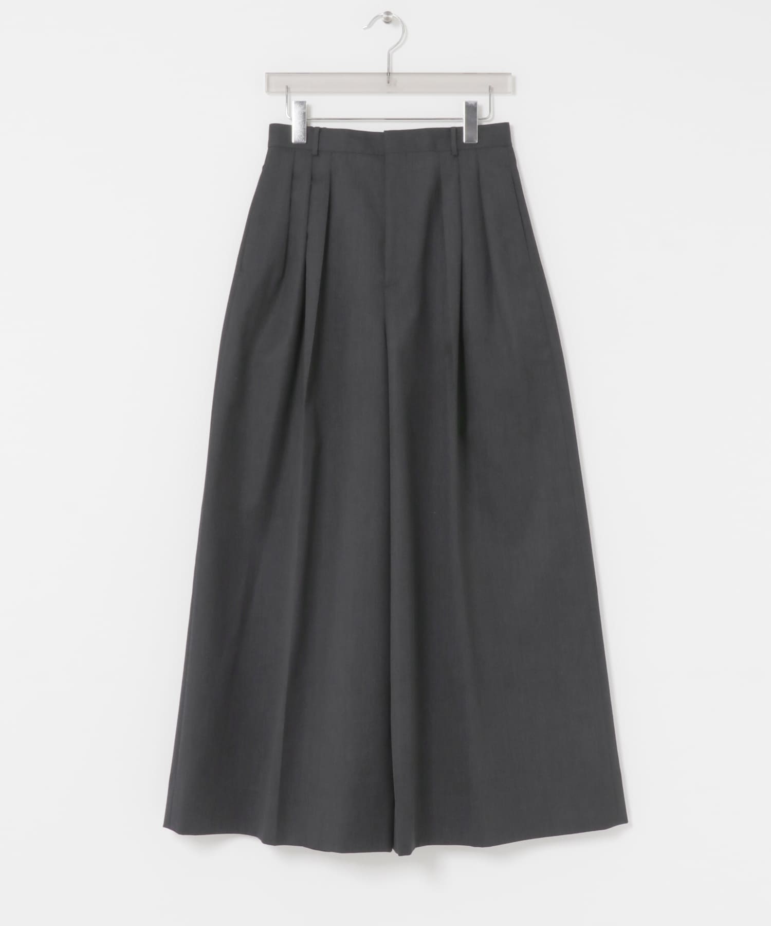 ATON　COMPACT WOOL TUCKED W PANTS CHA GRAY 1
