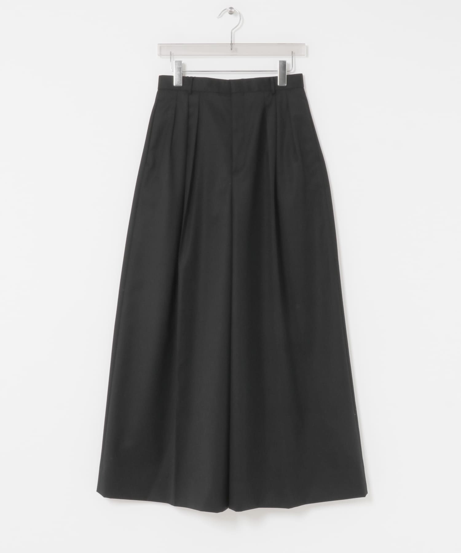 ATON　COMPACT WOOL TUCKED W PANTS BLACK 1