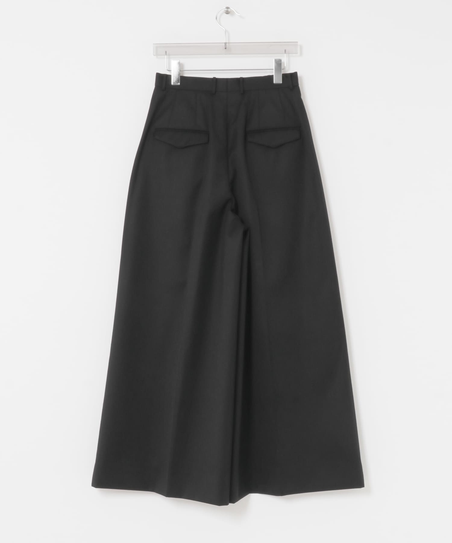 ATON　COMPACT WOOL TUCKED W PANTS BLACK 1