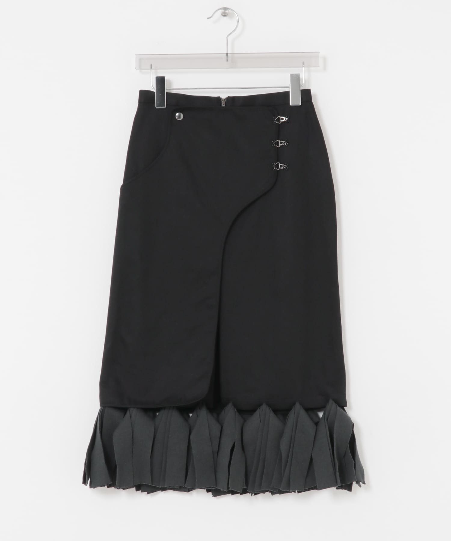 TAN　LAYERED KNIT FRINGE SKIRT