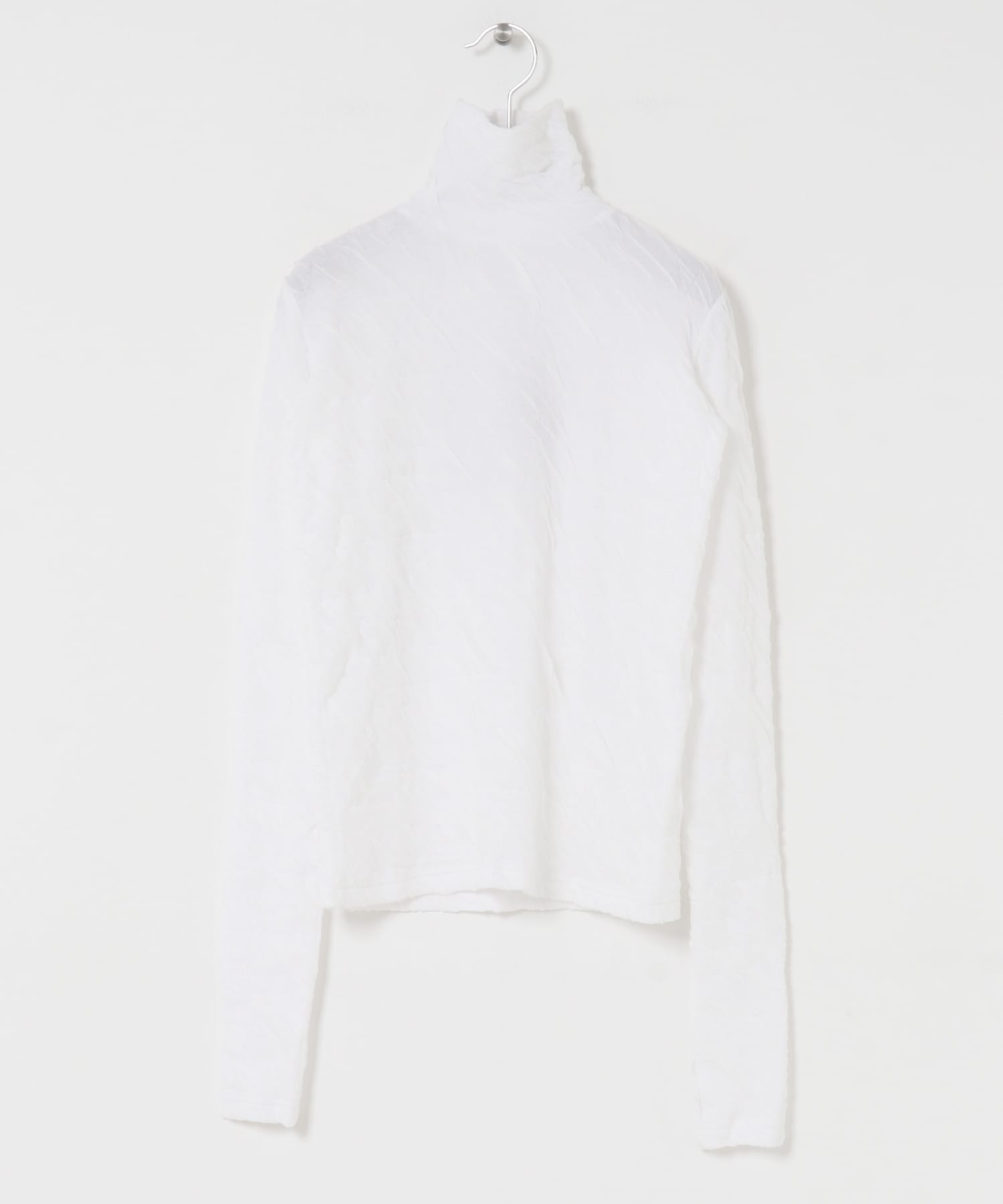 SEEALL　JACQUARD HIGH NECK TOP WHITE M