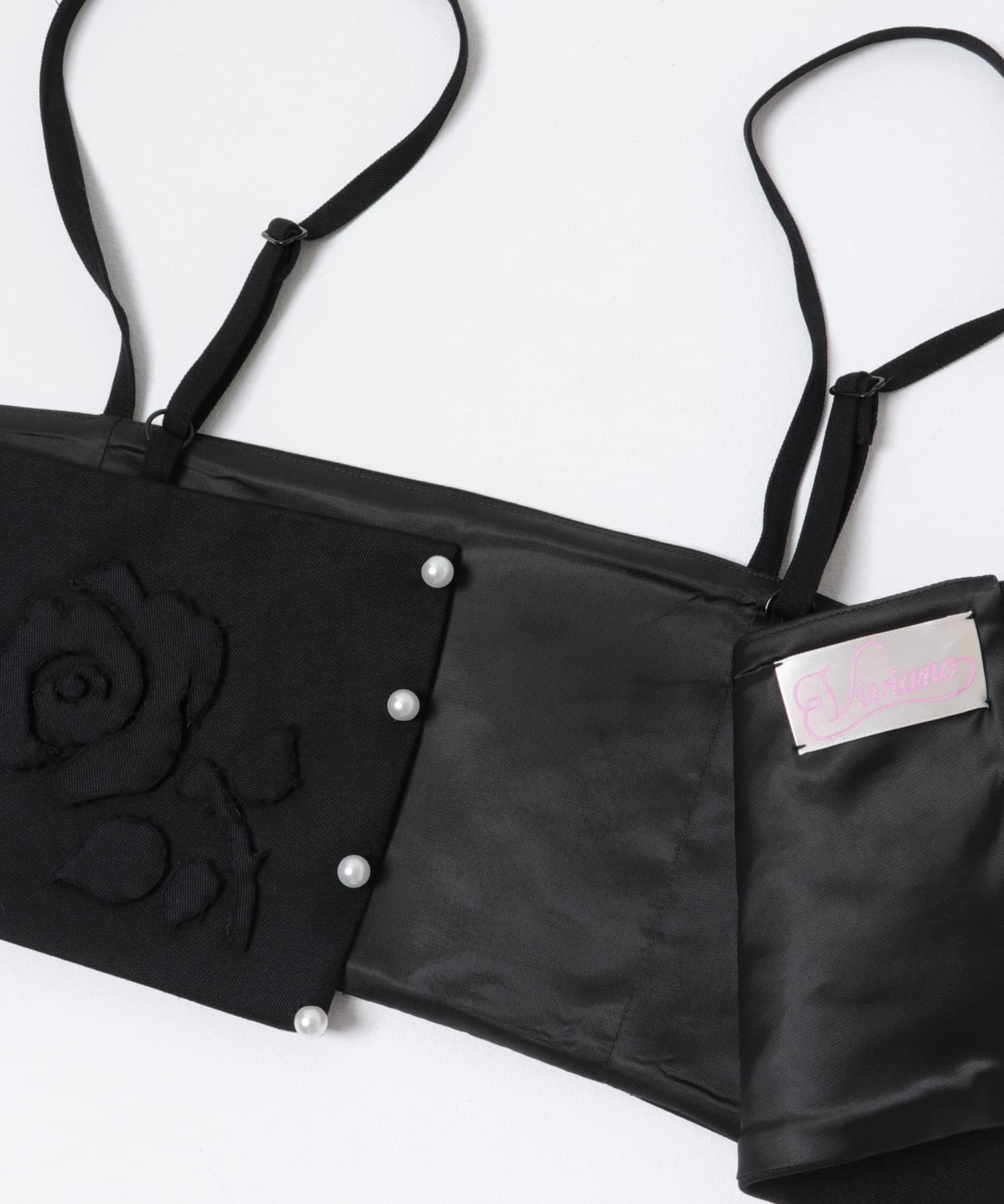 VIVIANO　Flower Applique Bustier BLACK FREE