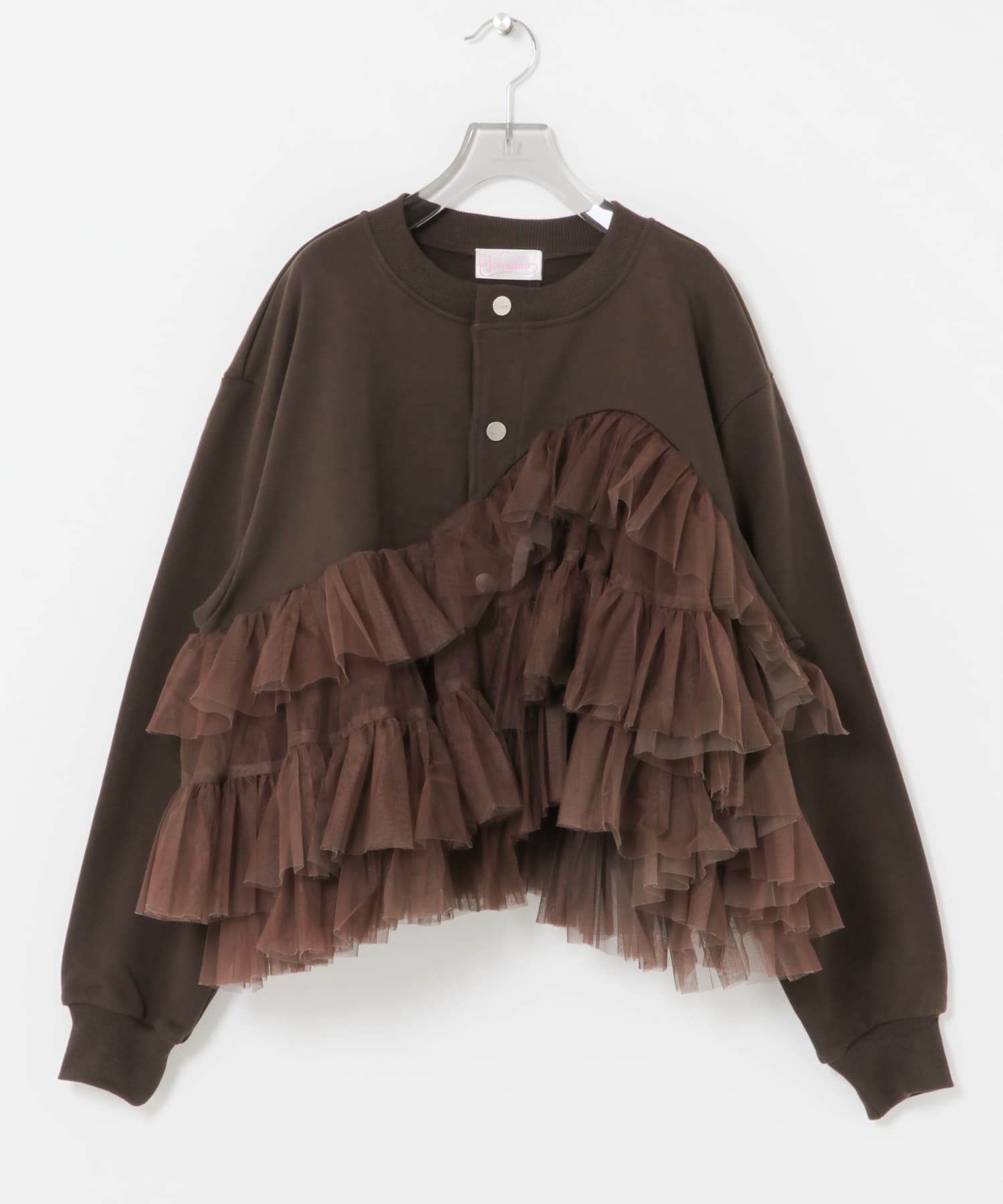 VIVIANO　Tulle Jersey Cardigan BROWN S