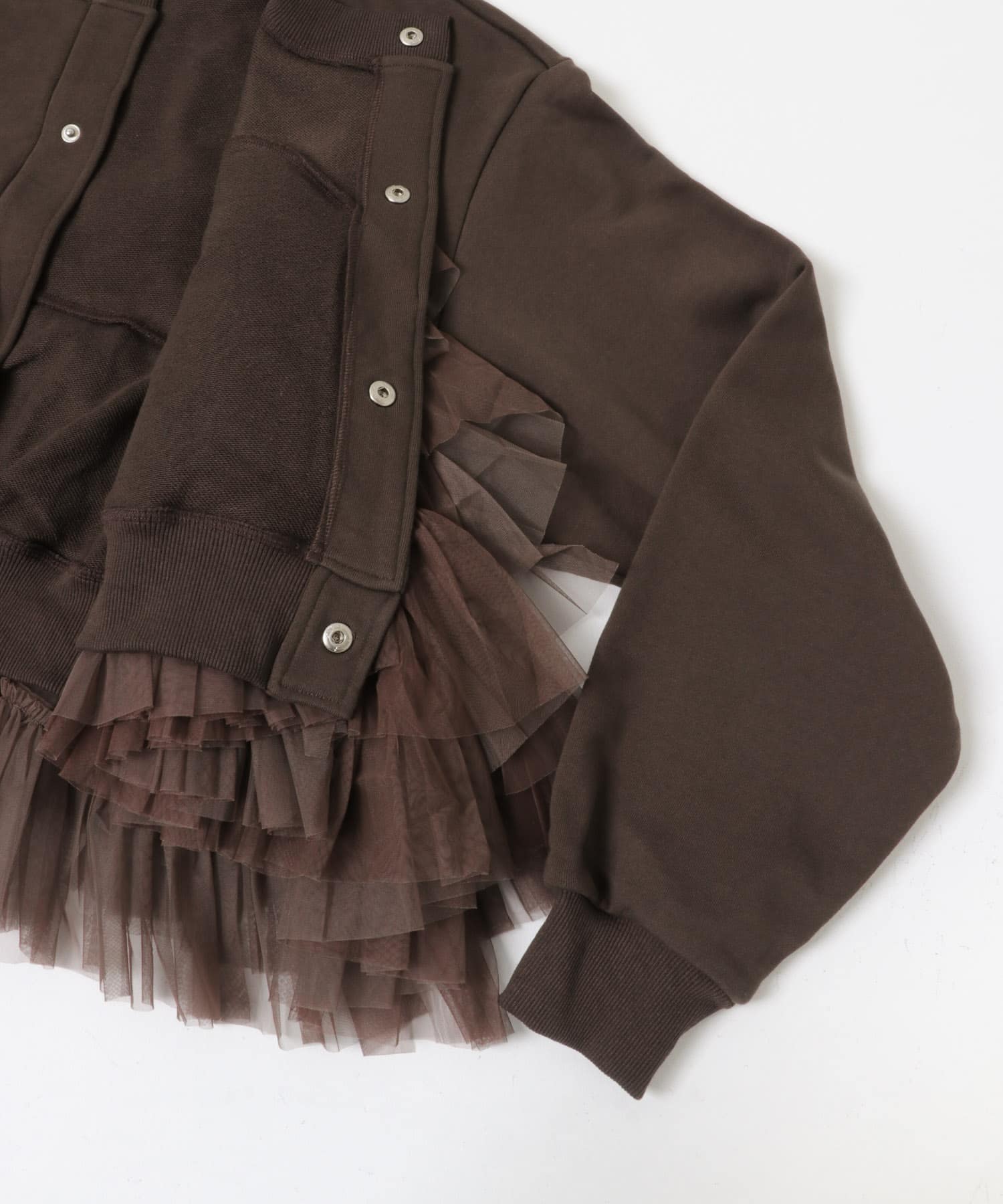 VIVIANO　Tulle Jersey Cardigan BROWN S