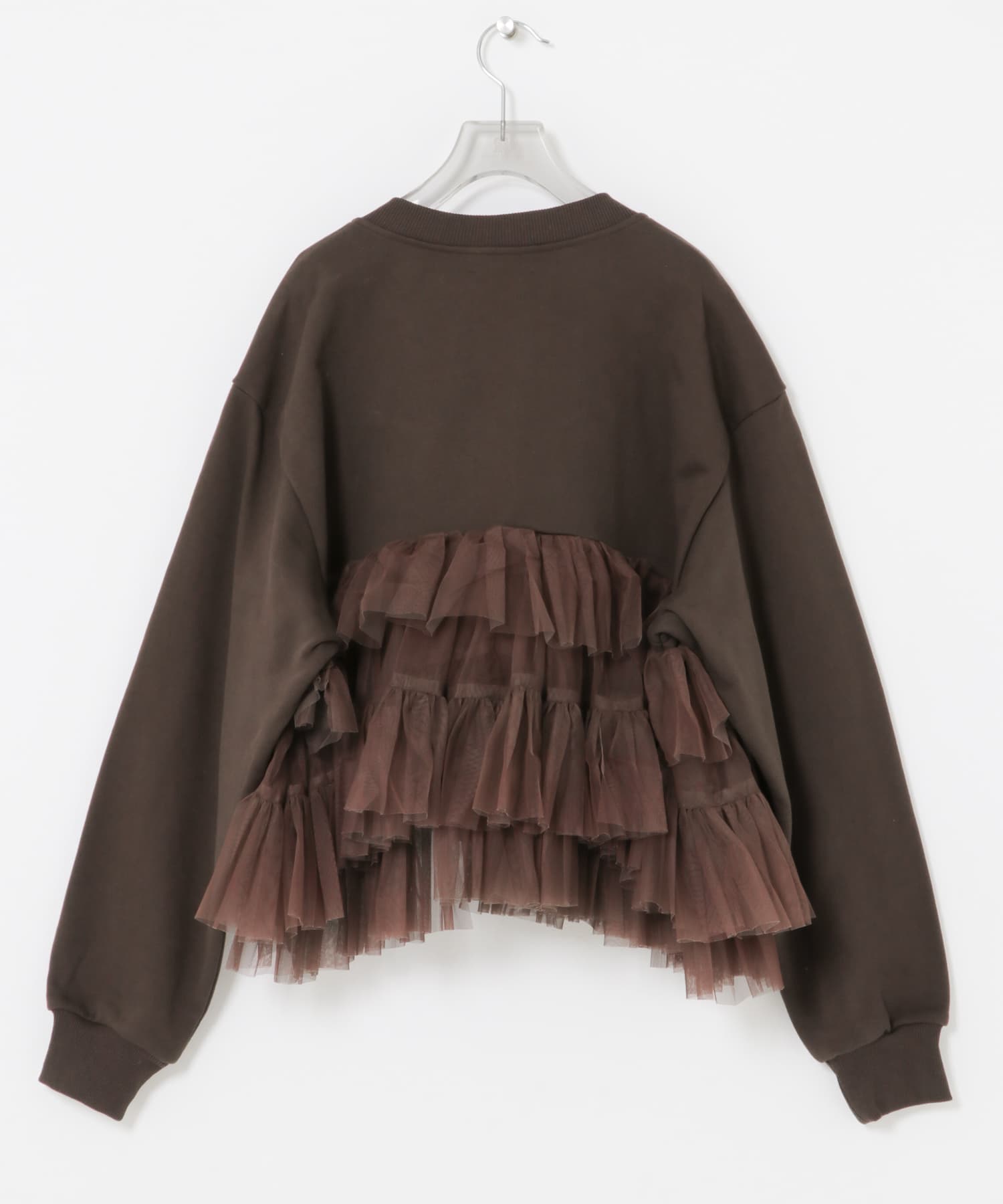 VIVIANO　Tulle Jersey Cardigan BROWN S