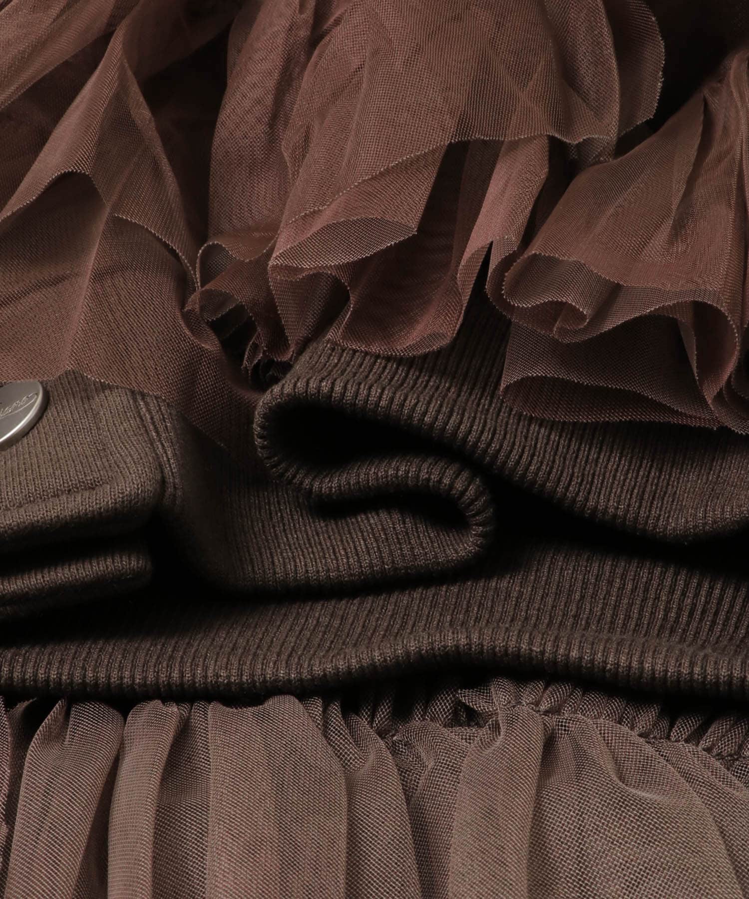 VIVIANO　Tulle Jersey Cardigan BROWN S