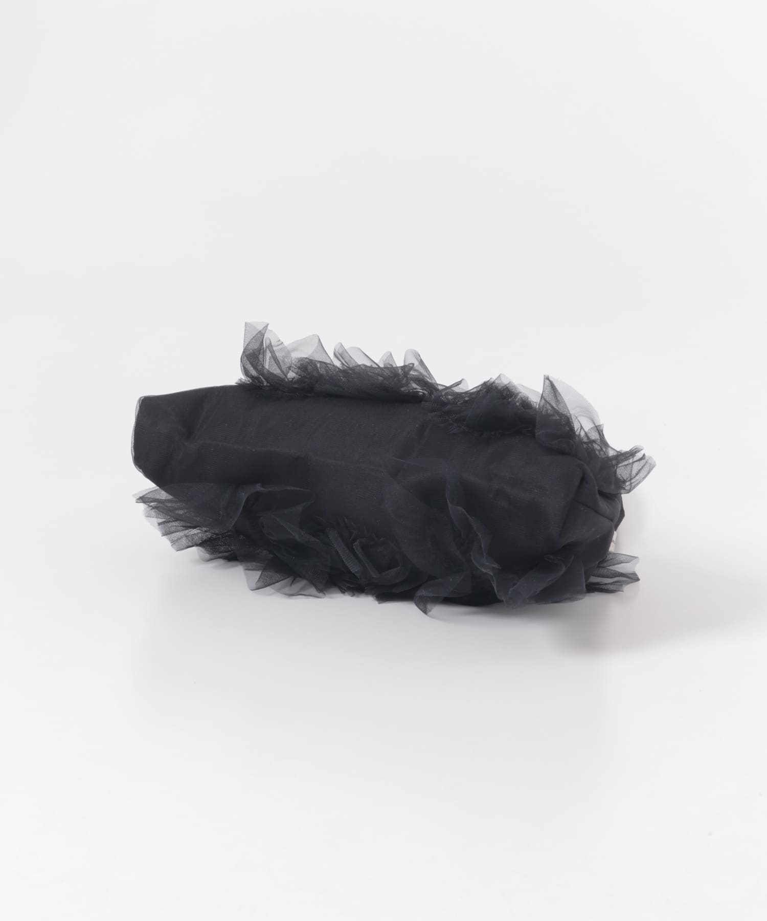 VIVIANO　Tulle Ruffle Hand Bag BLACK -