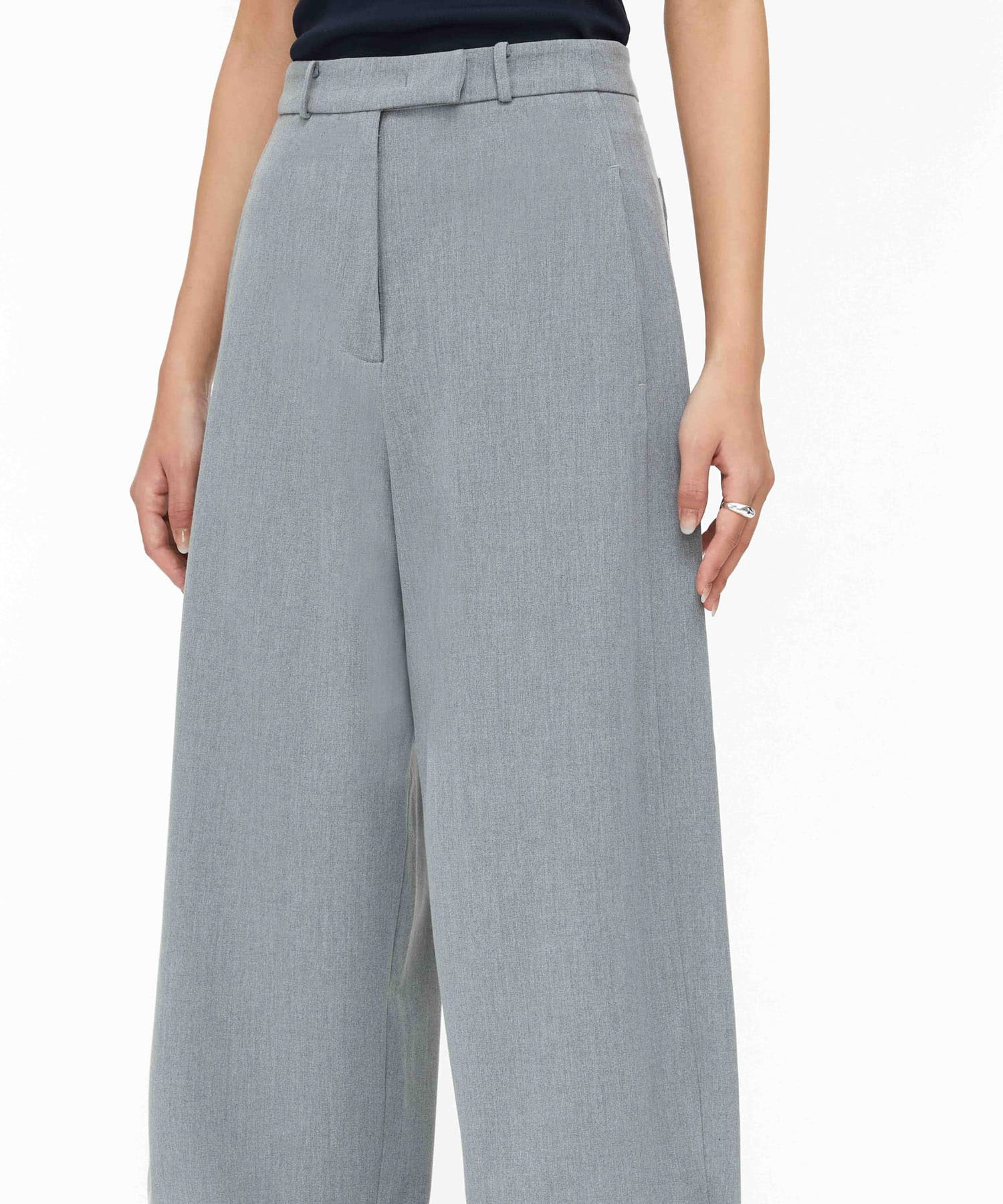 STUDIO DOE　cocoon wide leg suit pants GREY S