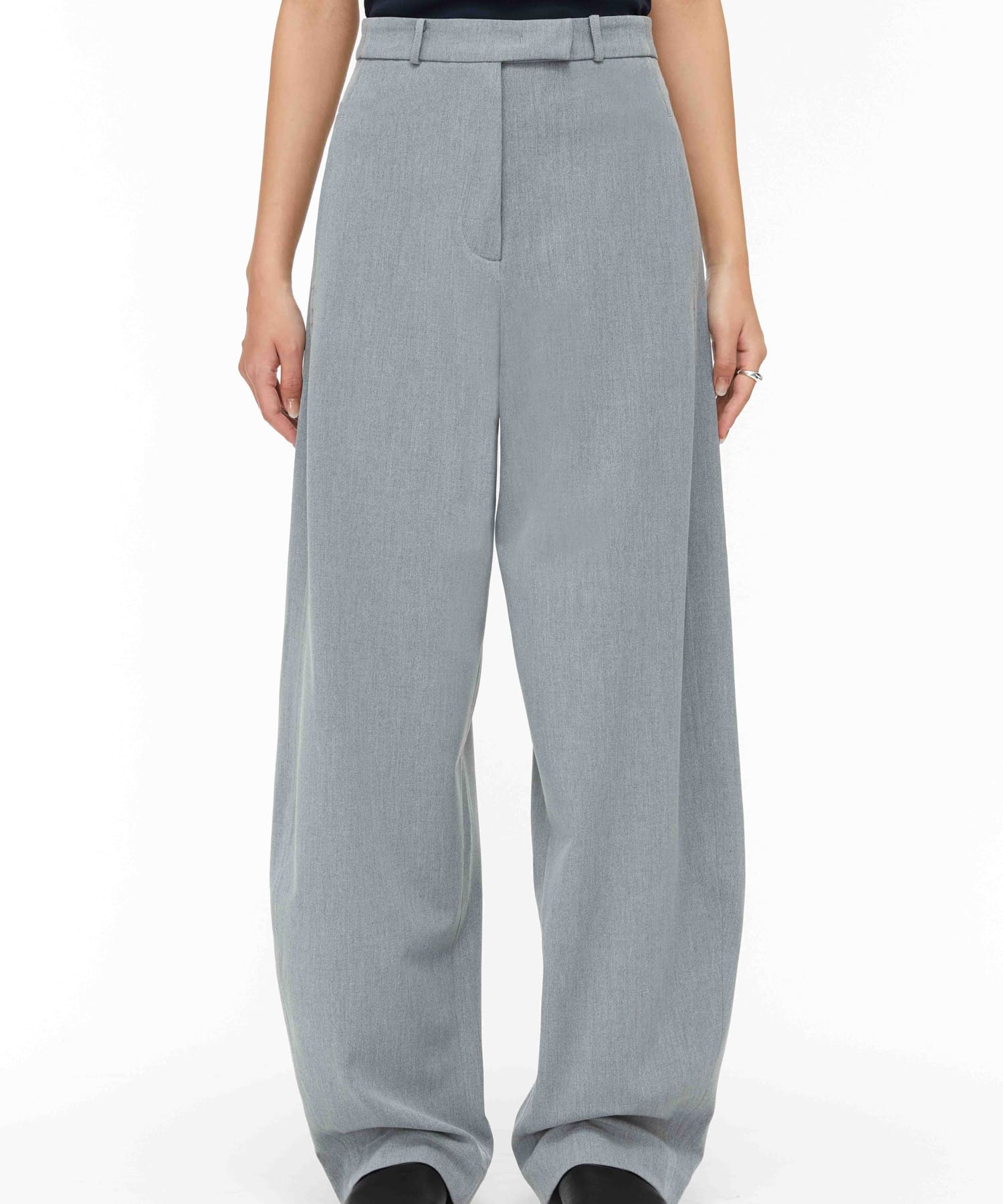 STUDIO DOE　cocoon wide leg suit pants GREY S