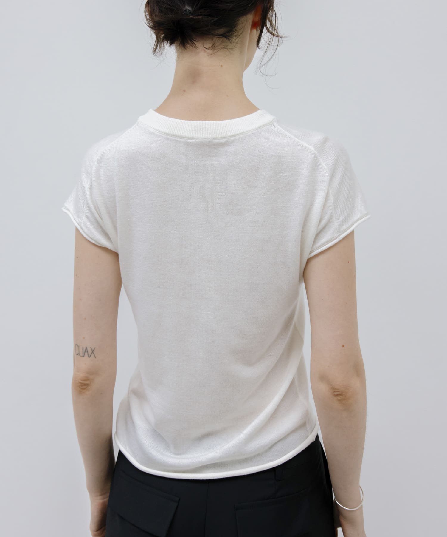 STUDIO DOE　French Sleeve Knit Top WHITE S