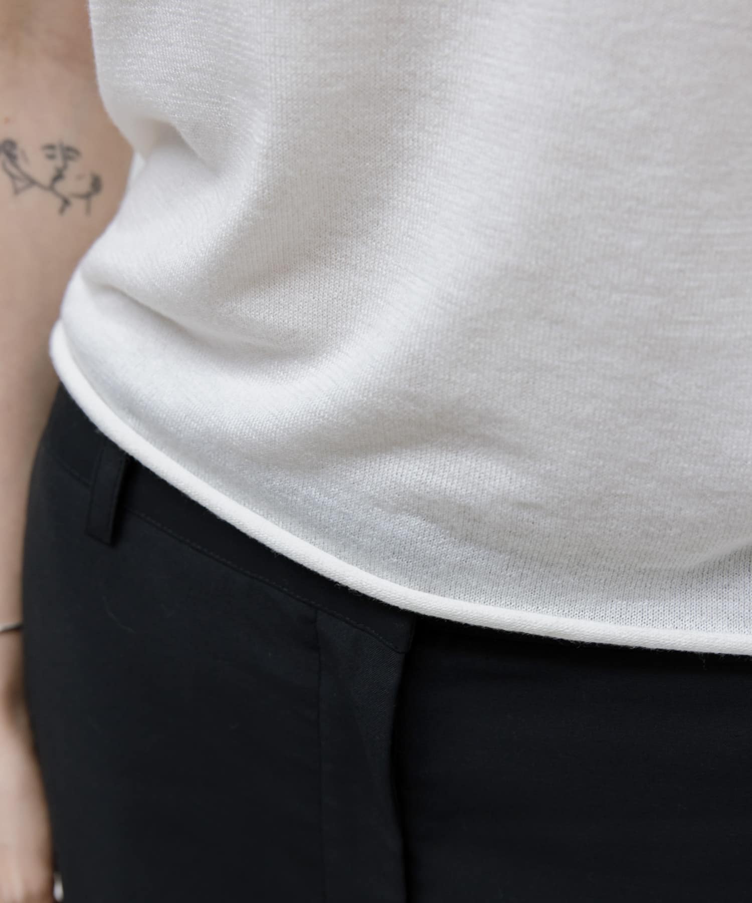 STUDIO DOE　French Sleeve Knit Top WHITE S
