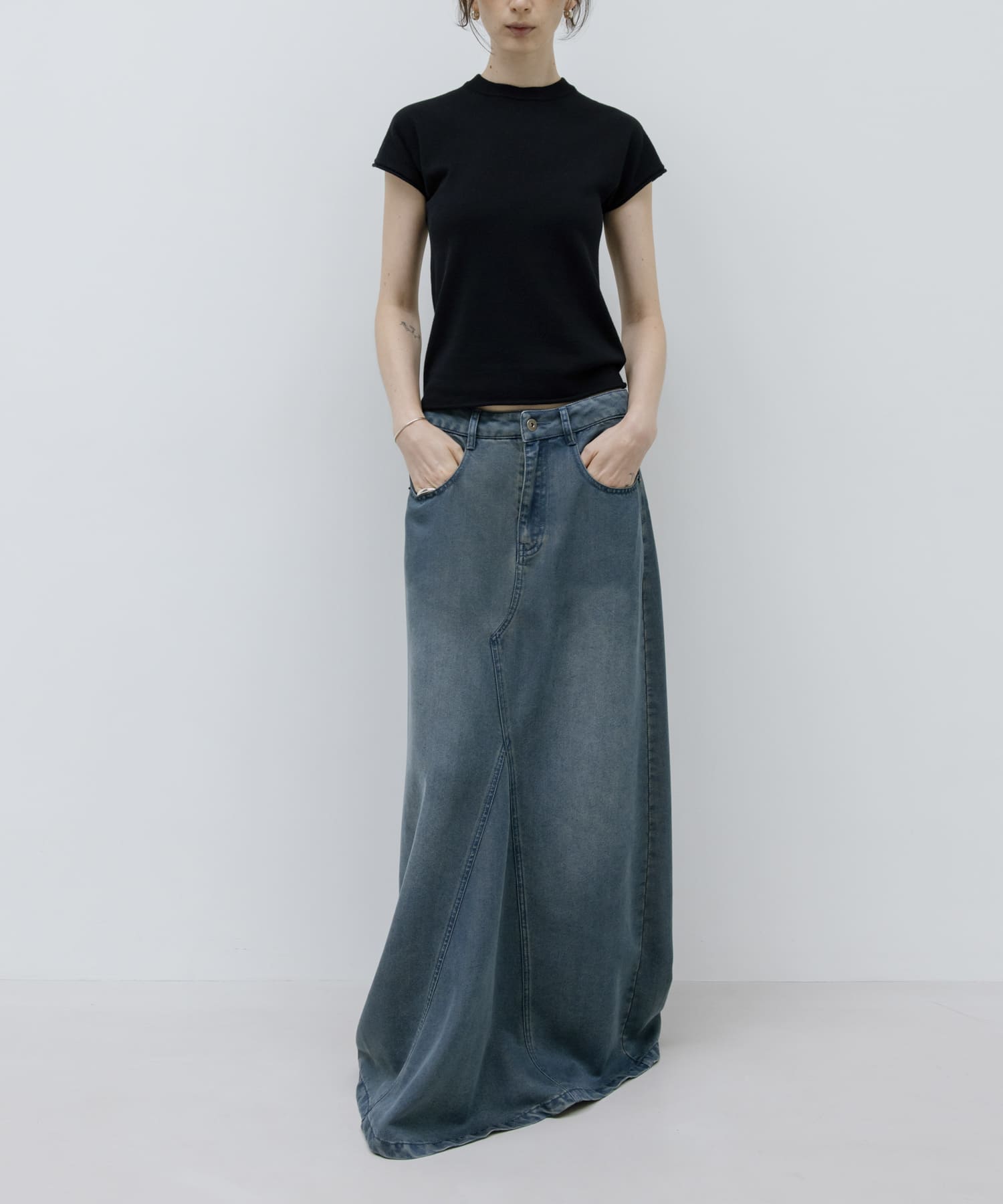 STUDIO DOE　French Sleeve Knit Top BLACK S