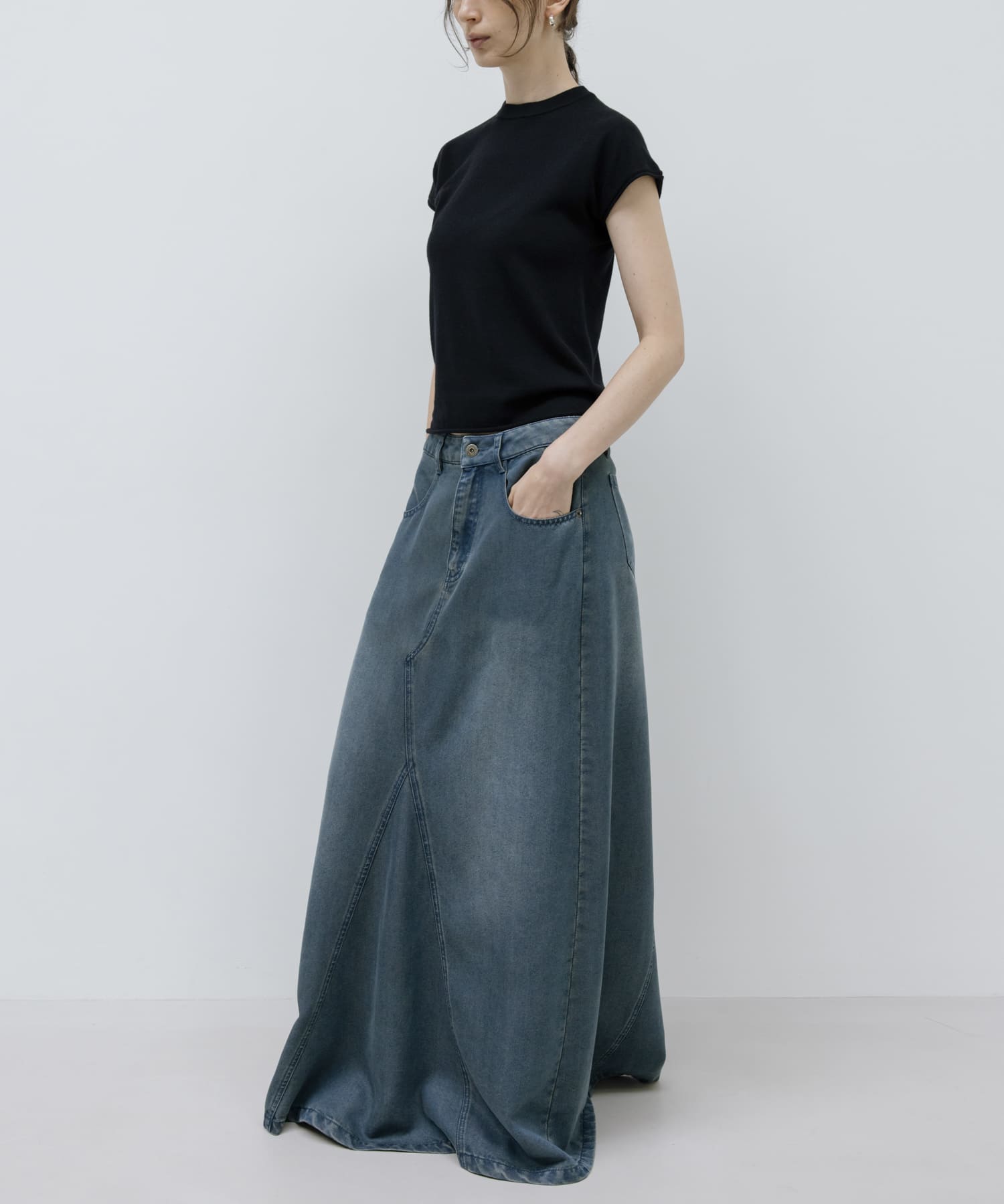 STUDIO DOE　French Sleeve Knit Top BLACK S