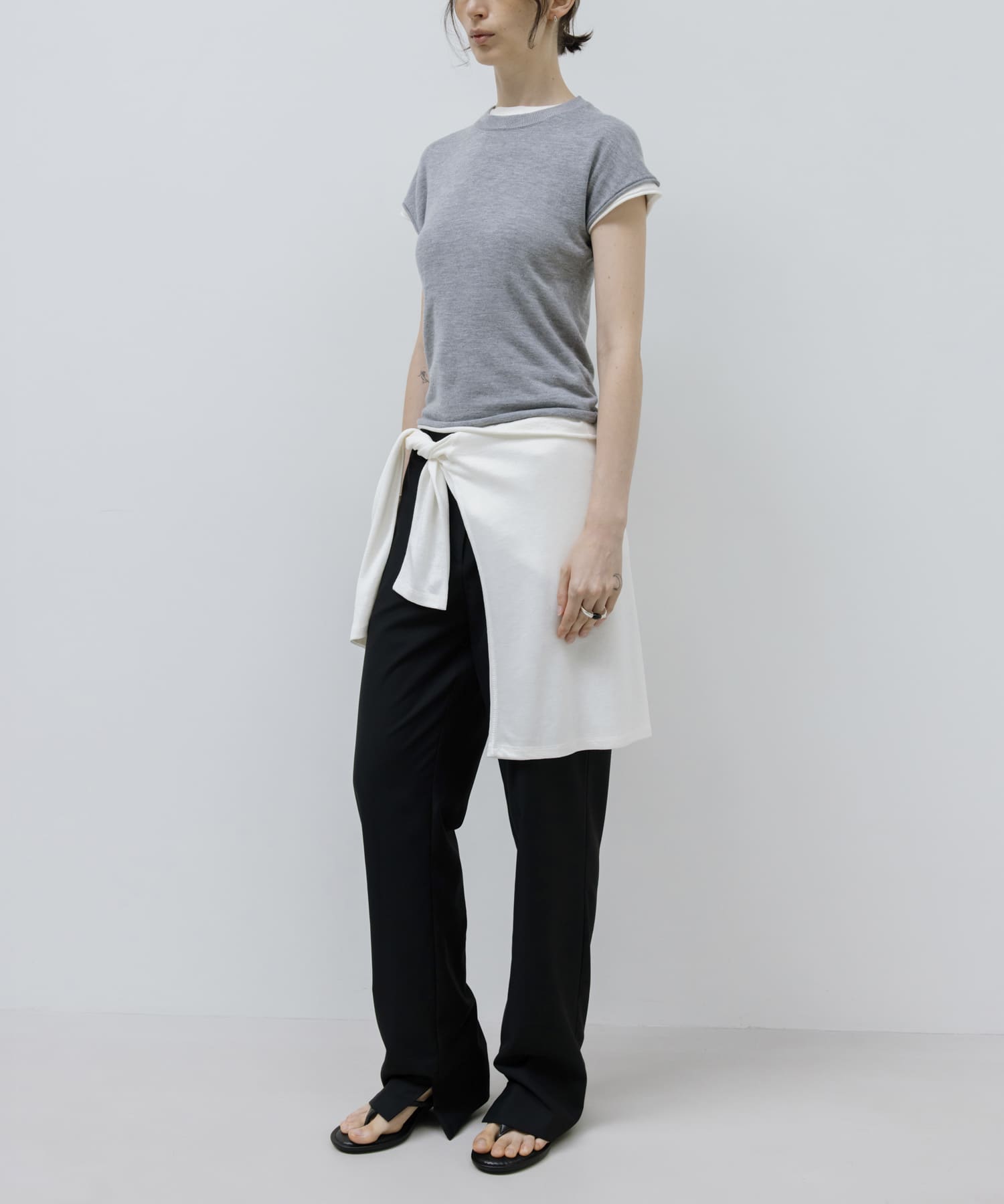 STUDIO DOE　French Sleeve Knit Top GREY S