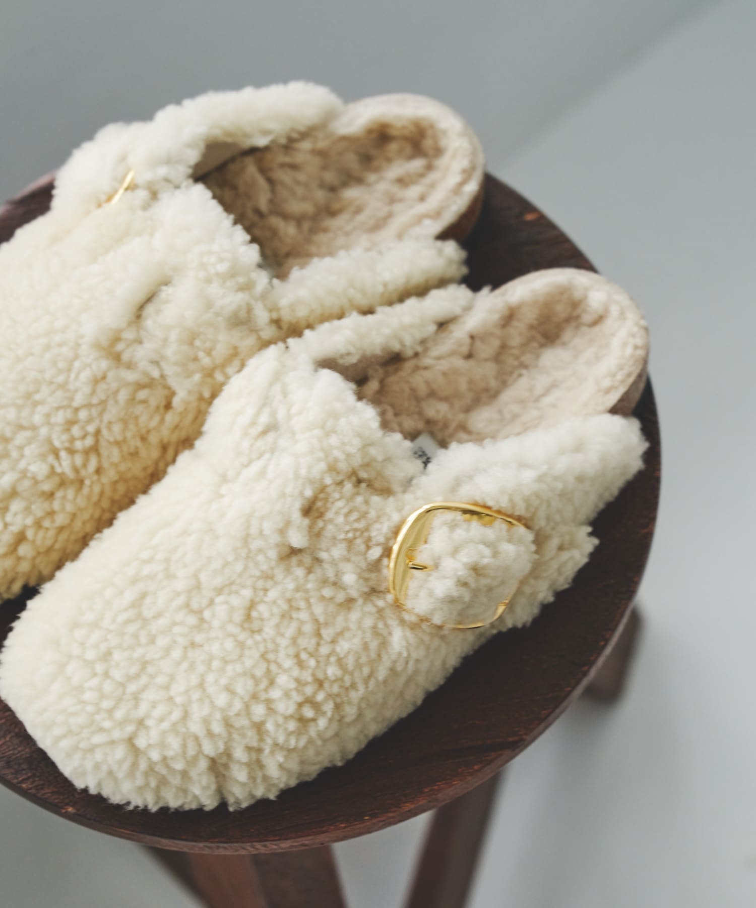 BIRKENSTOCK　Boston Big Buckle Teddy Eggshell 36