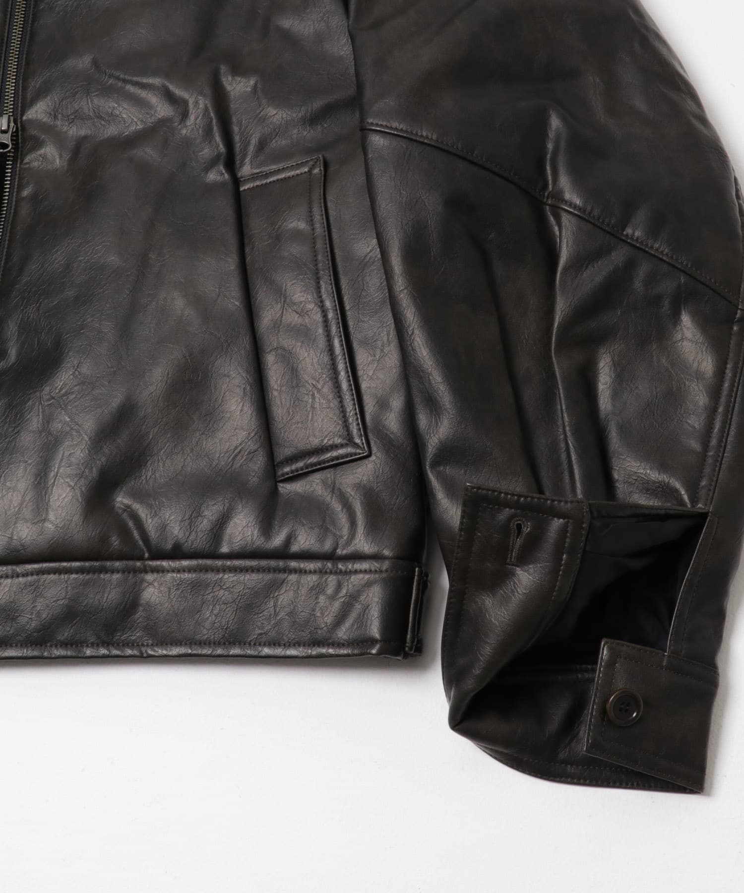 AMOMENTO　VEGAN LEATHER BLOUSON BLACK 1