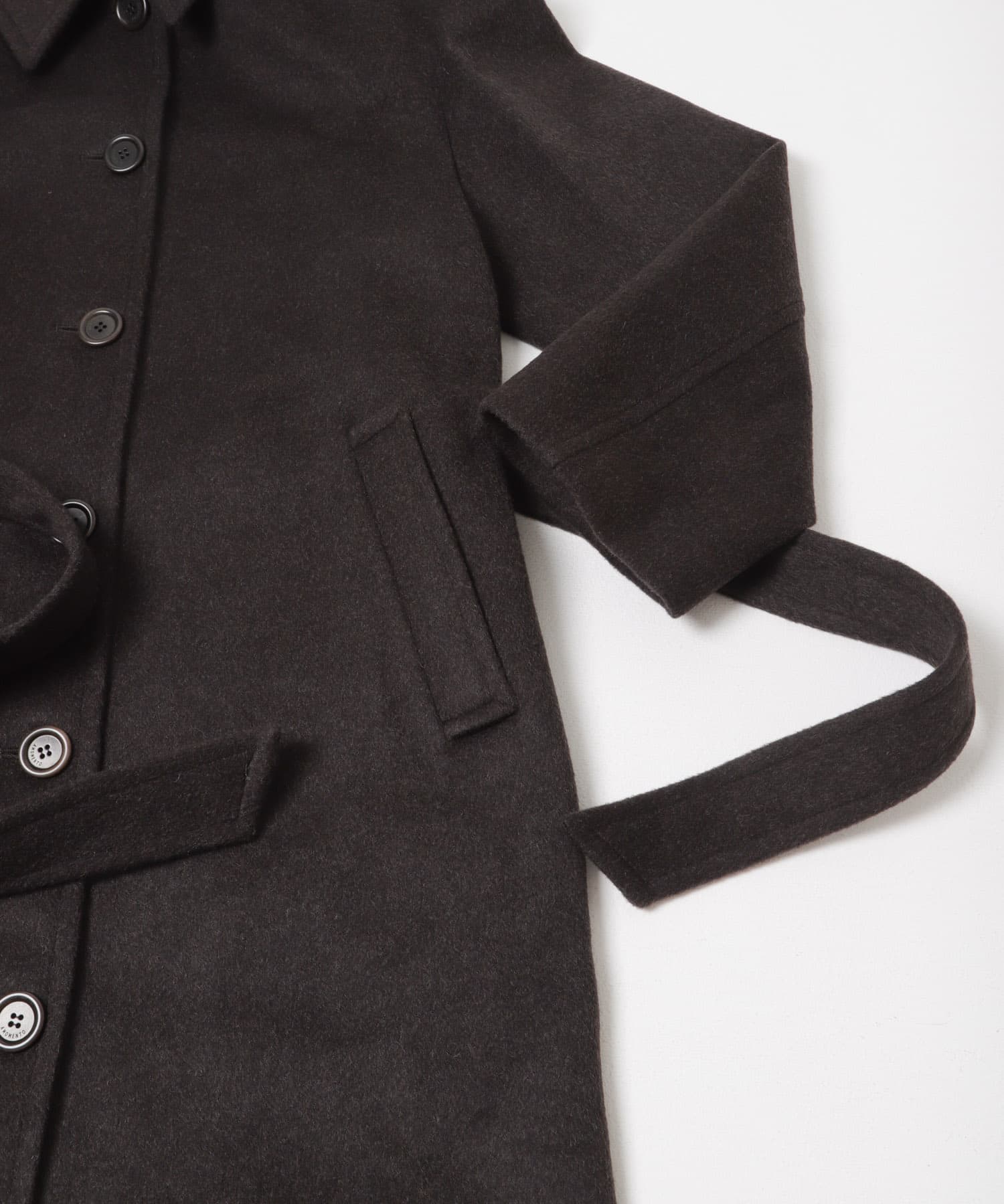 AMOMENTO　SINGLE BREASTED MAXI COAT DARK BROWN S