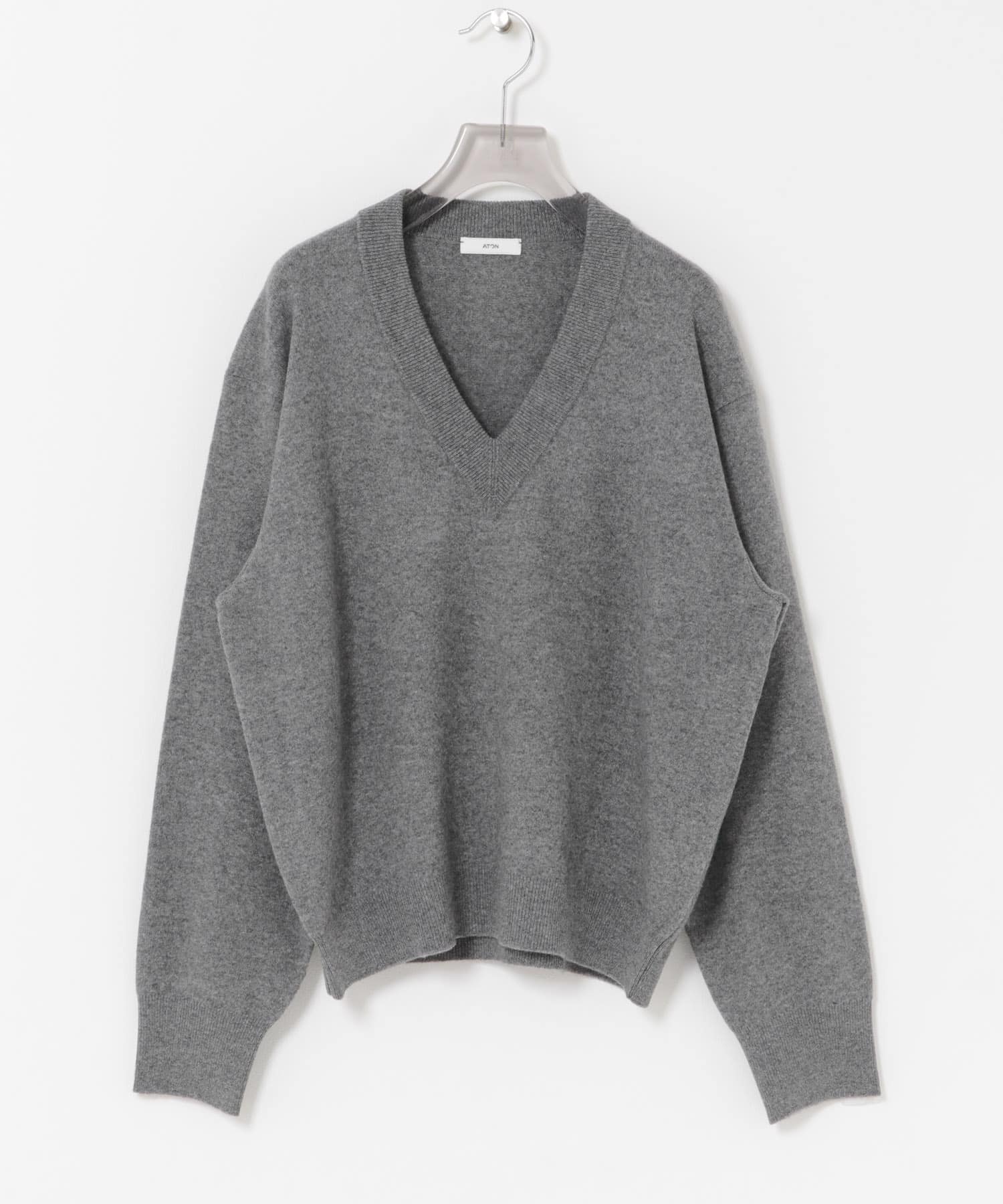 ATON　MERINO COLLEGE SWEATER GRAY 2