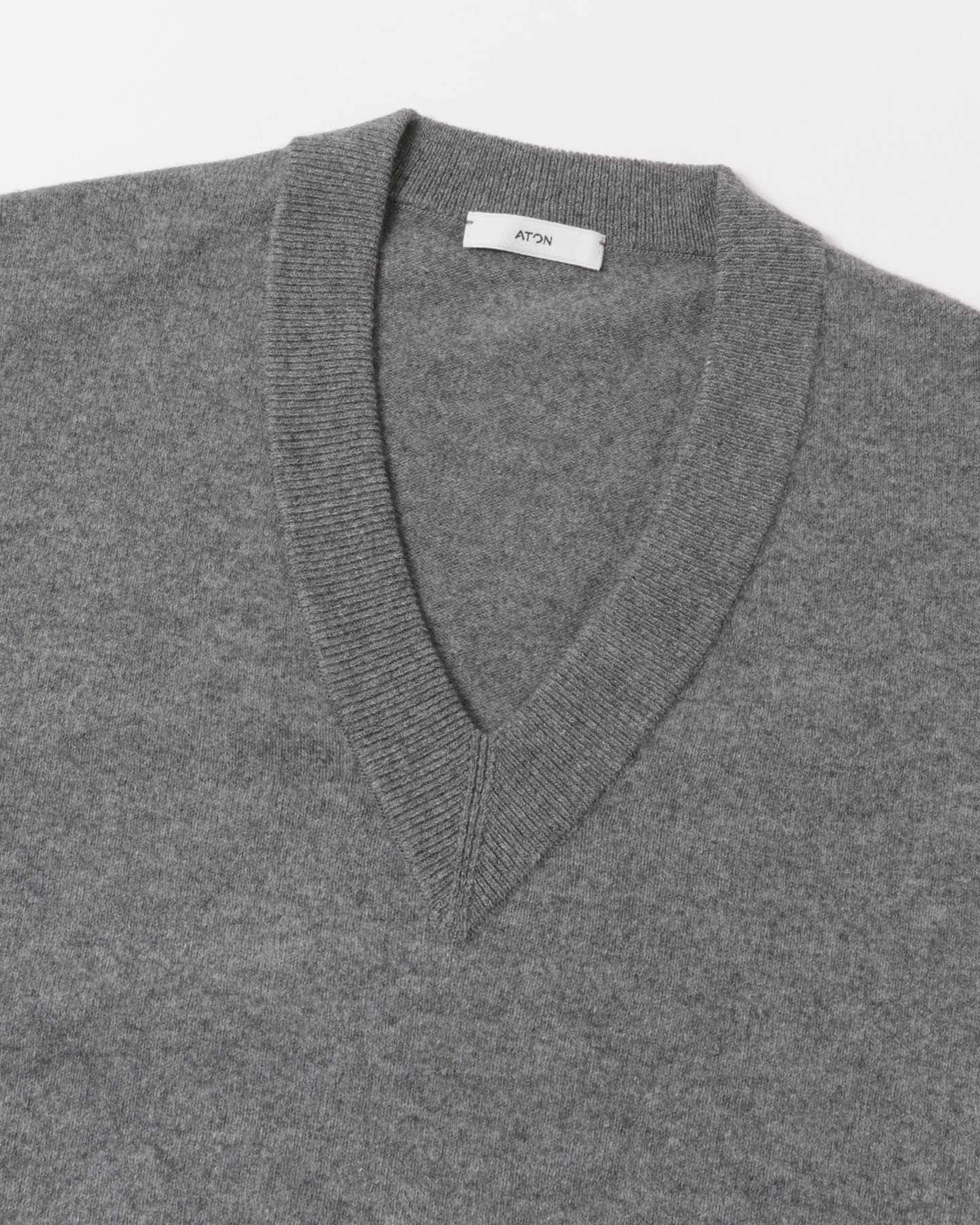 ATON　MERINO COLLEGE SWEATER GRAY 2