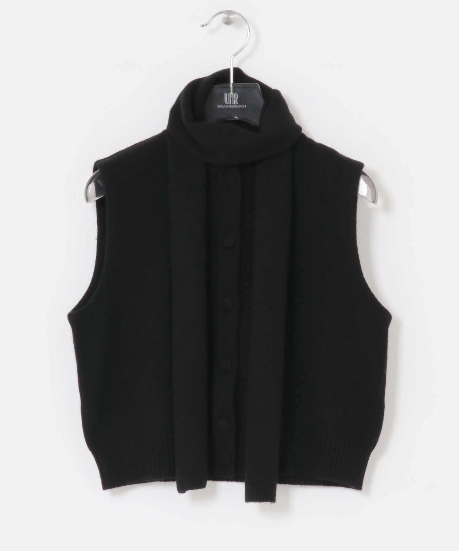 TAN　CASHMERE STRIPED KT VEST BLACK FREE
