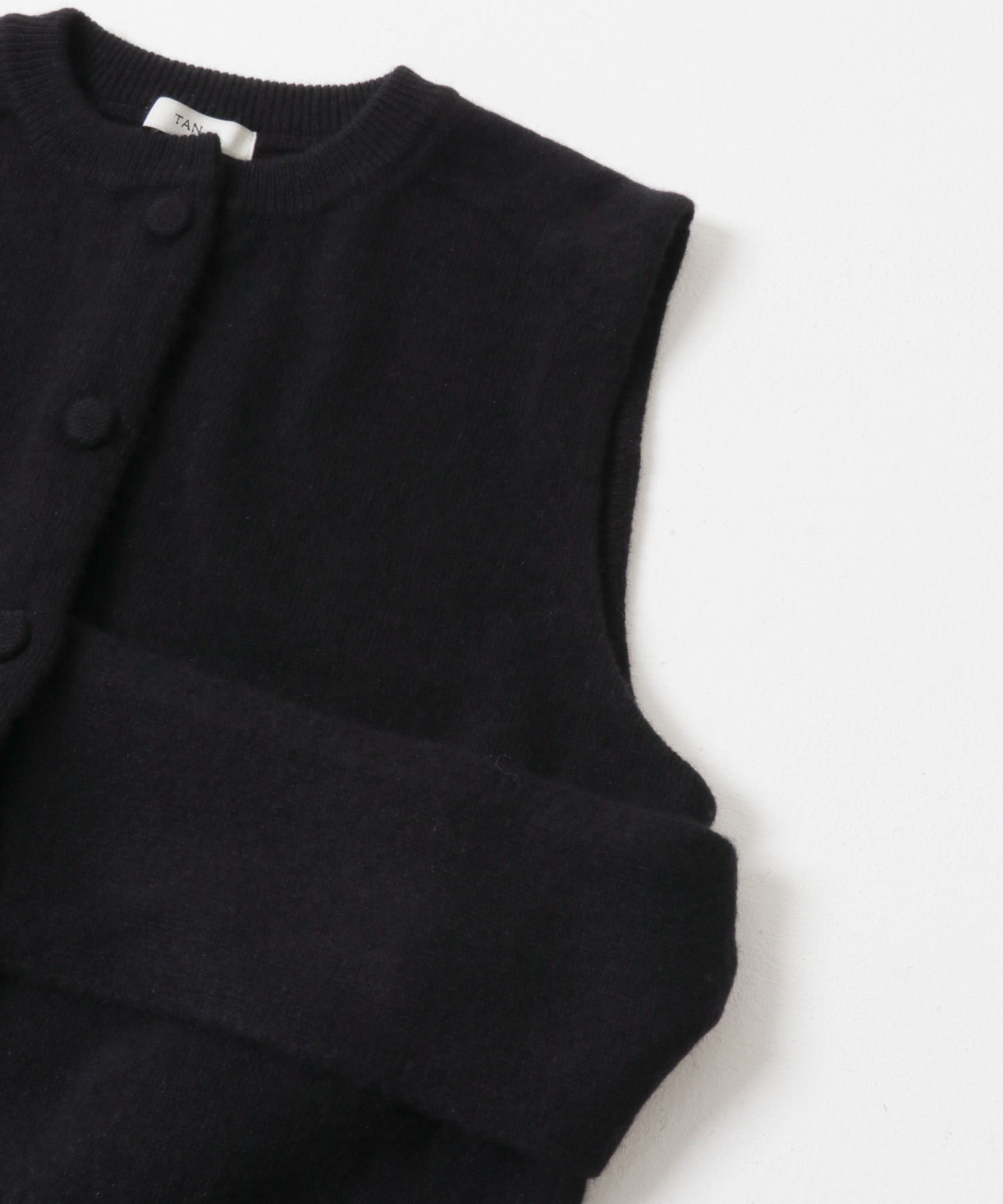TAN　CASHMERE STRIPED KT VEST BLACK FREE