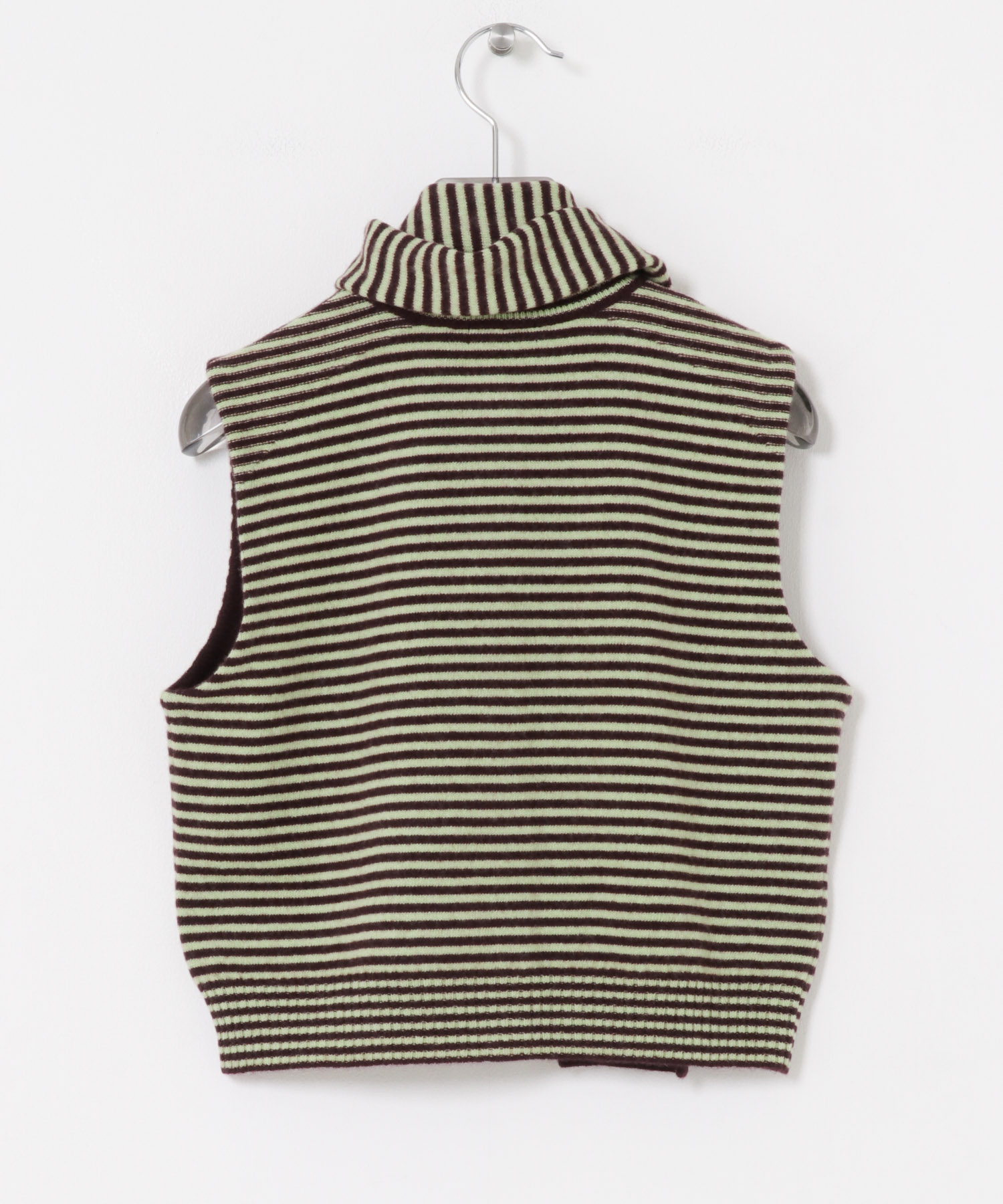 TAN　CASHMERE STRIPED KT VEST WINExLT GN FREE
