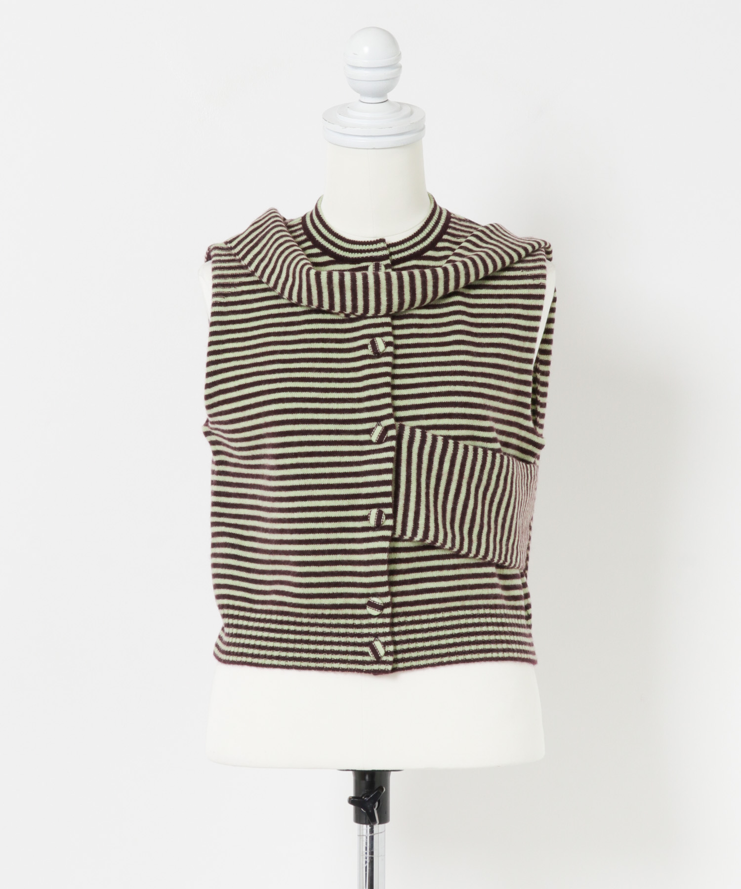 TAN　CASHMERE STRIPED KT VEST WINExLT GN FREE