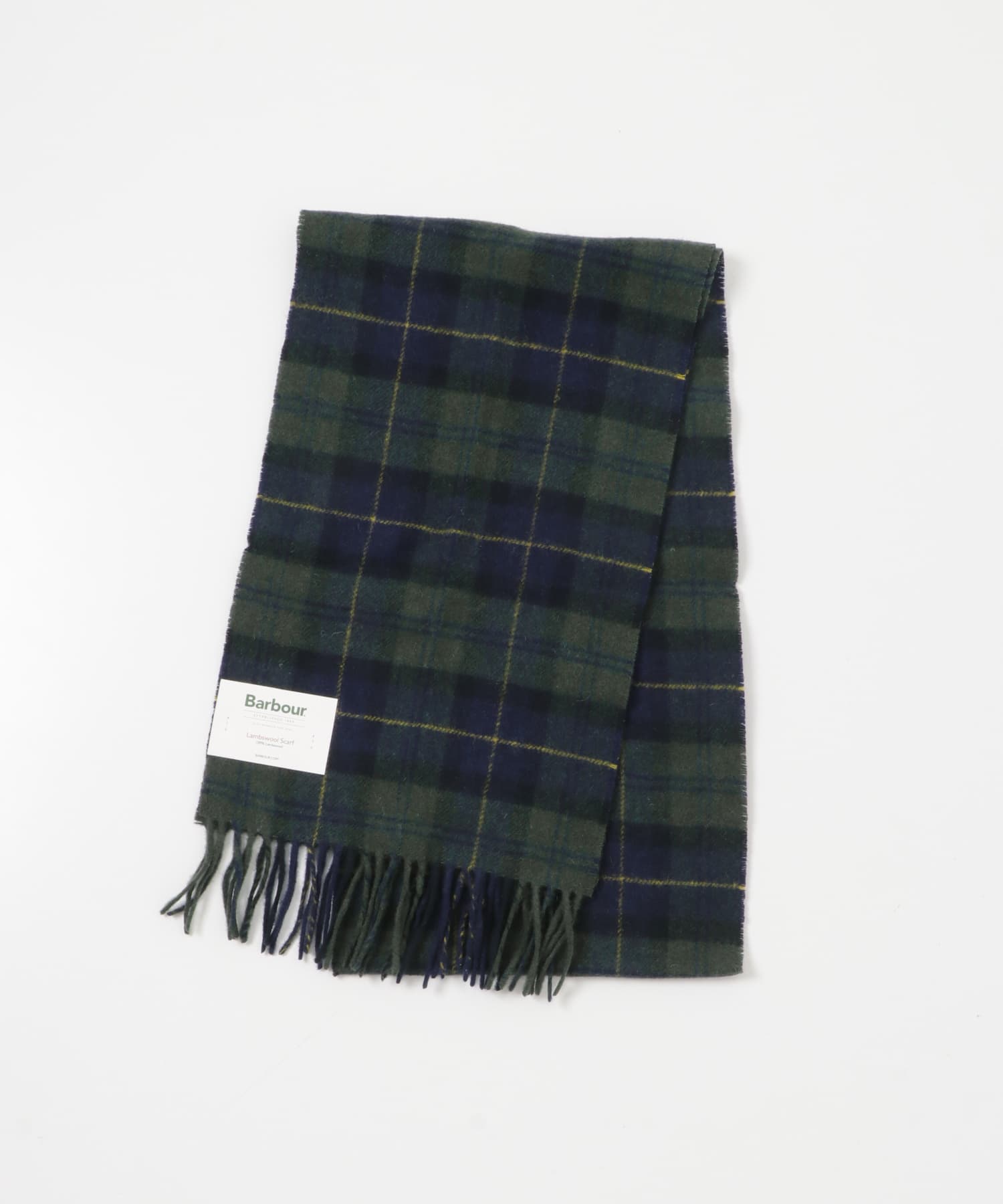 Barbour　tartan lambswool scarf olive n -