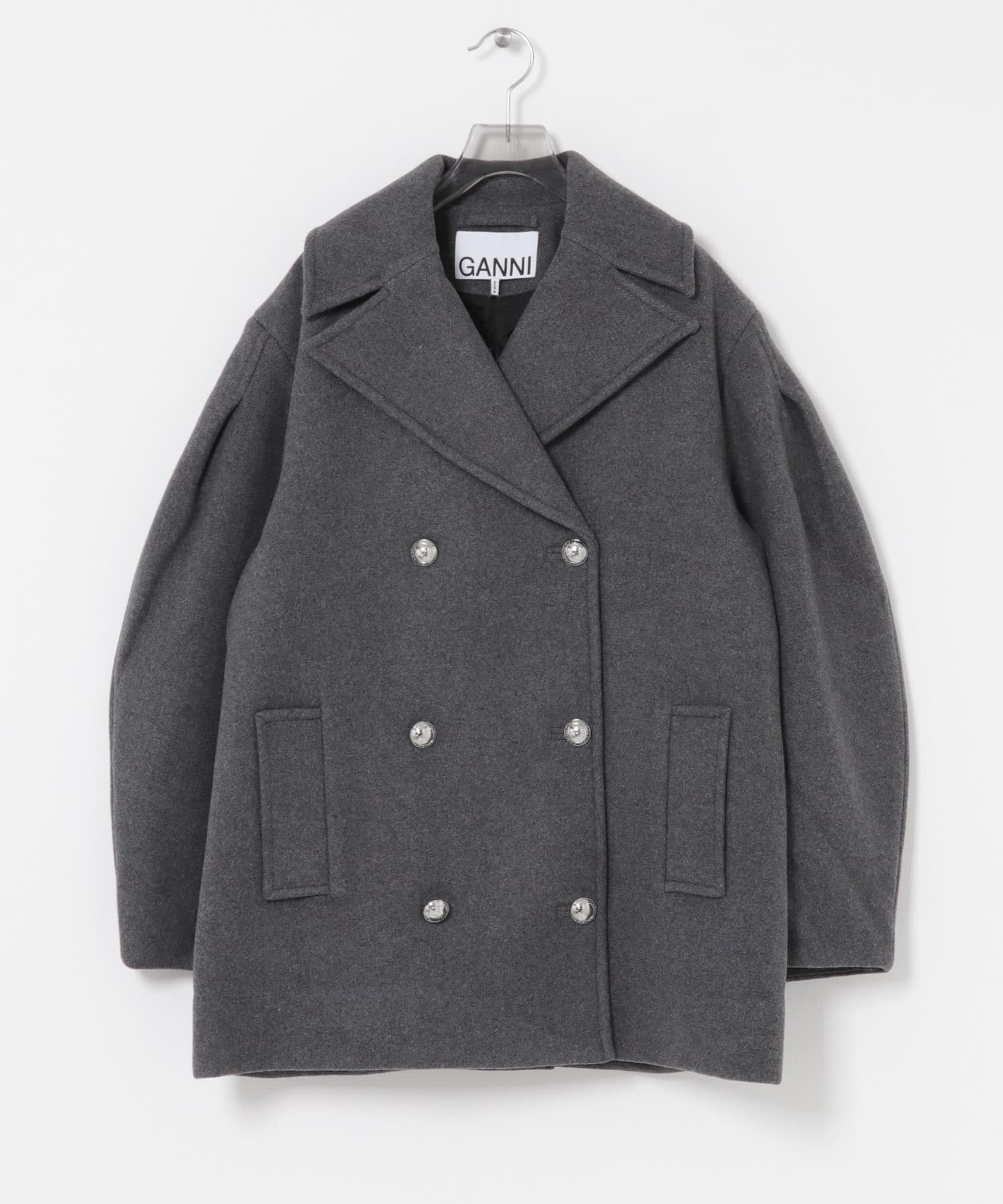 GANNI Peacoat Wool Midi Coat(36 Pewter): アウター｜URBAN RESEARCH