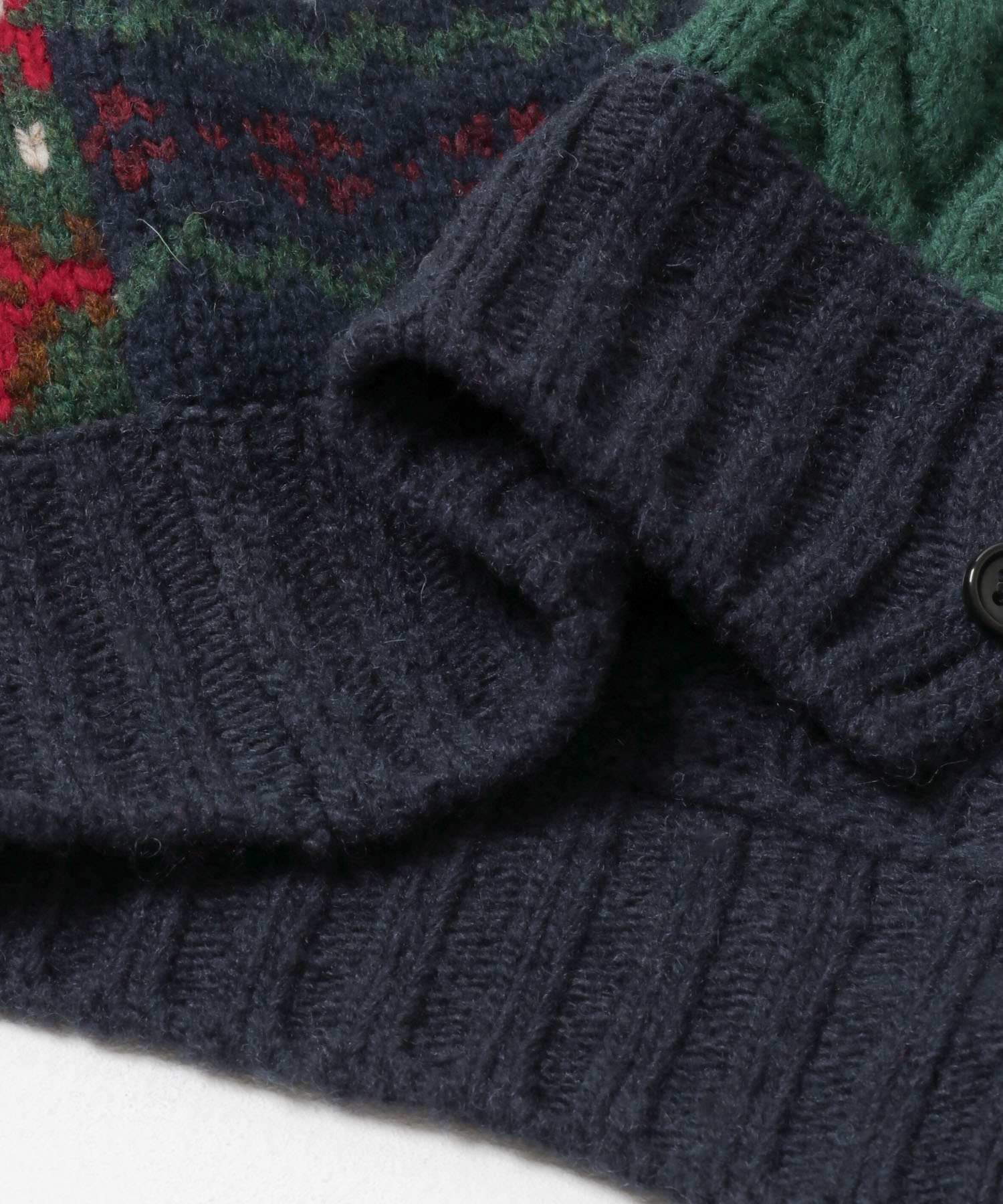CURRENTAGE　PATCHWORK HAND KNIT ネイビー FREE