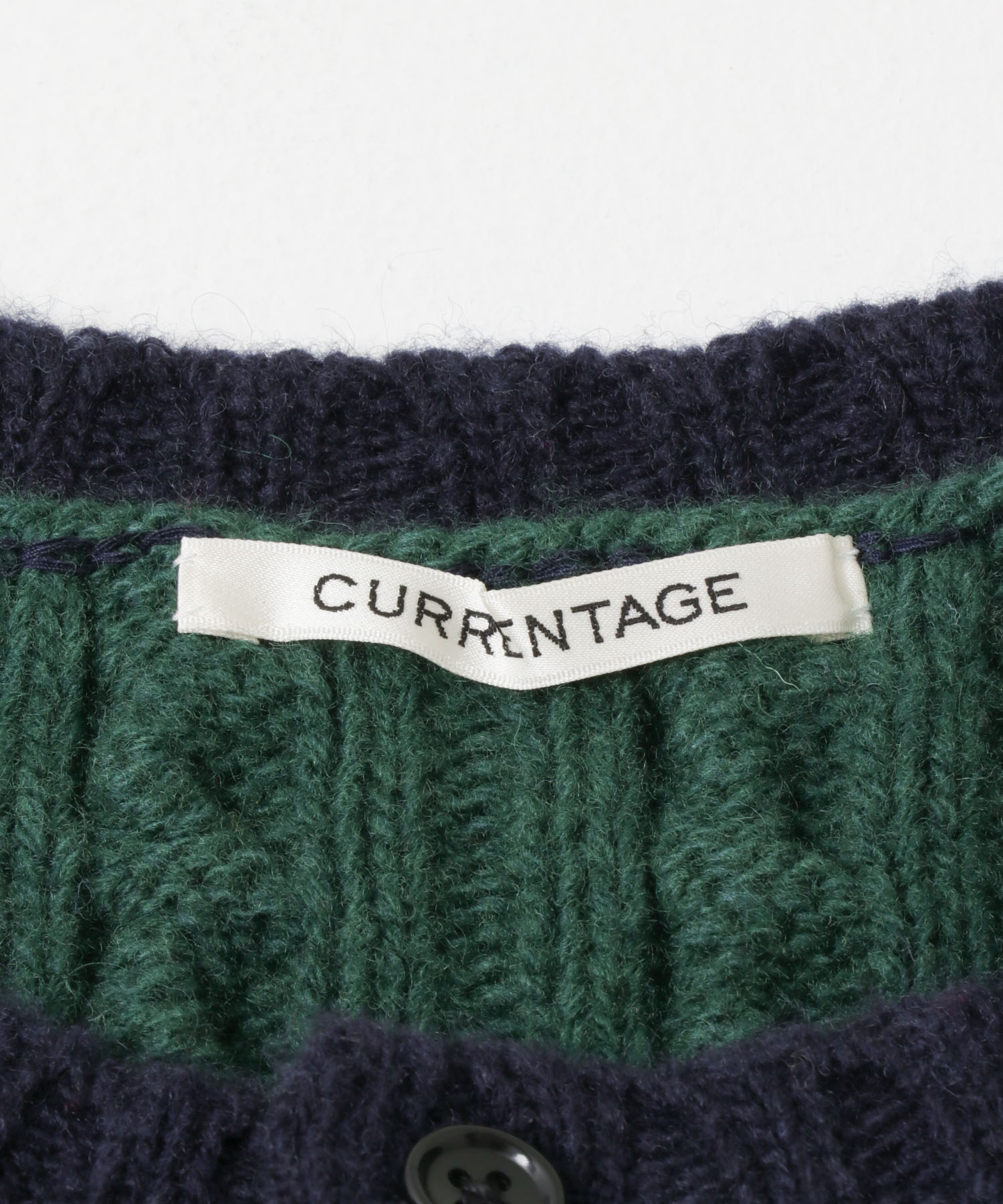CURRENTAGE　PATCHWORK HAND KNIT ネイビー FREE