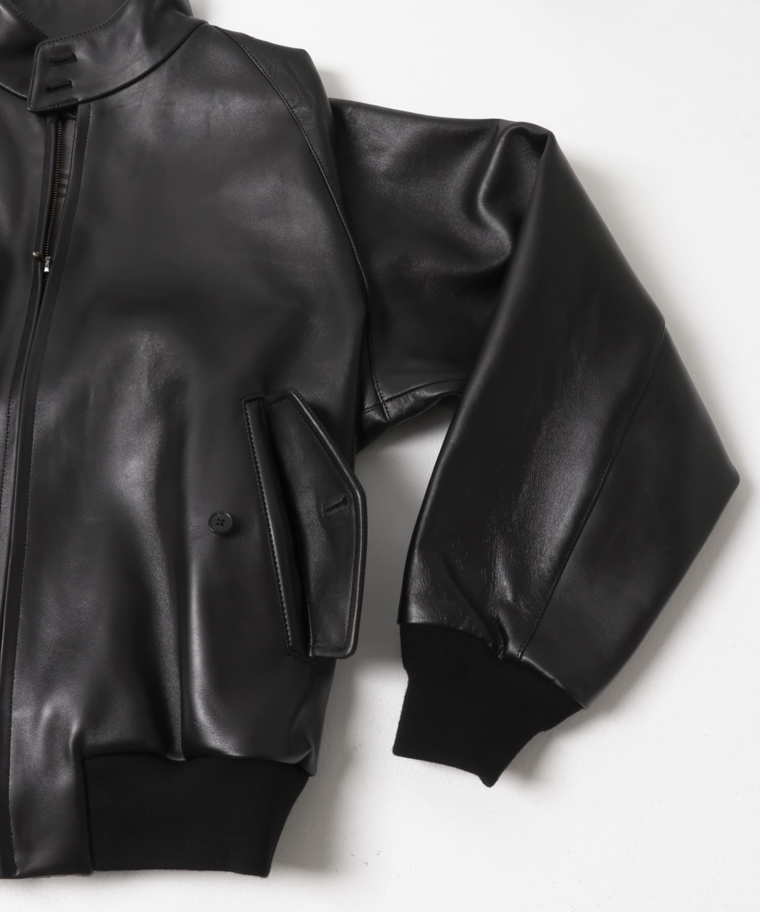 A PRESSE Leather Harrington Jacket(2 Black): アウター｜URBAN