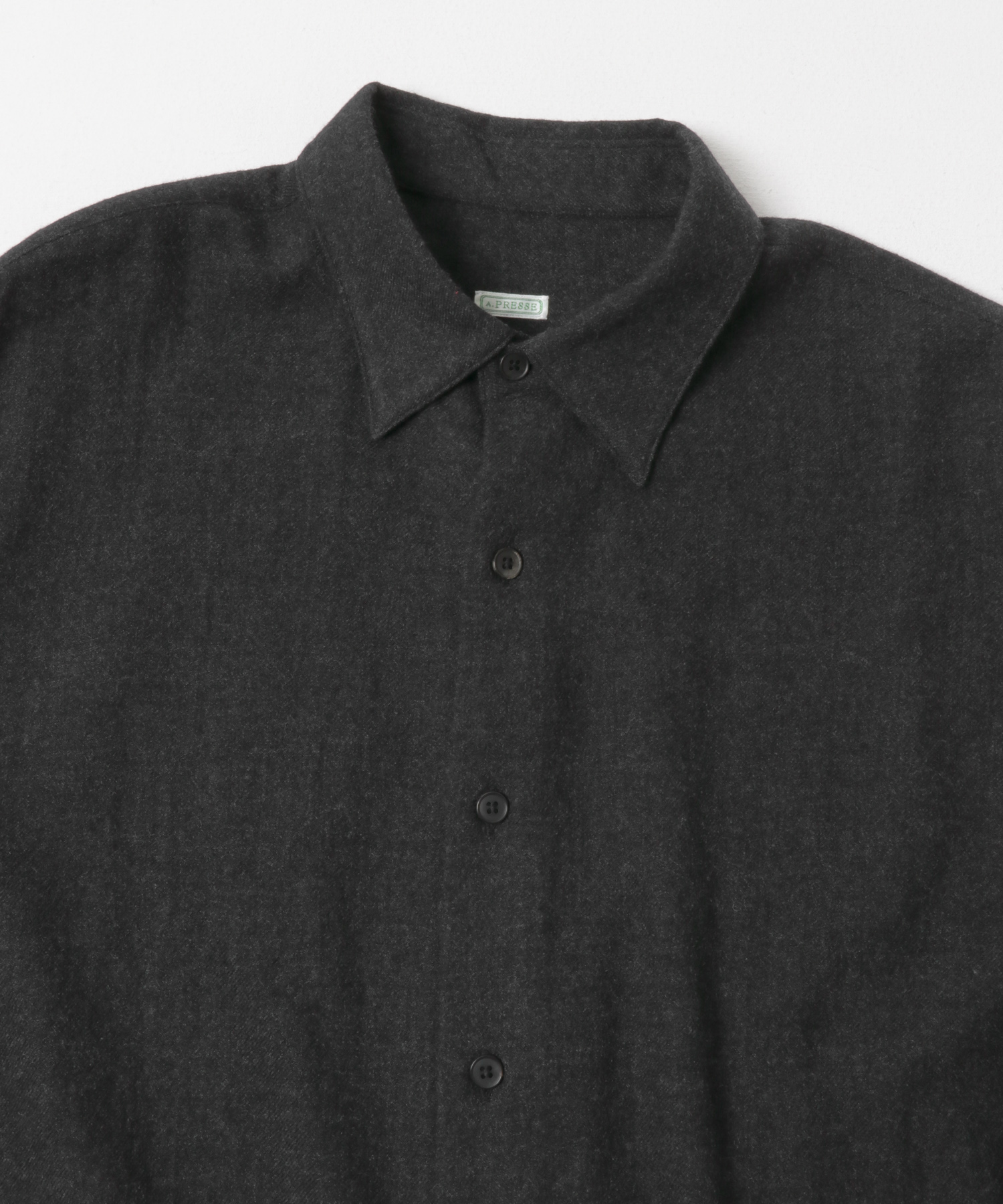 A PRESSE　Wool Regular Collar Shirt CHARCOAL 2