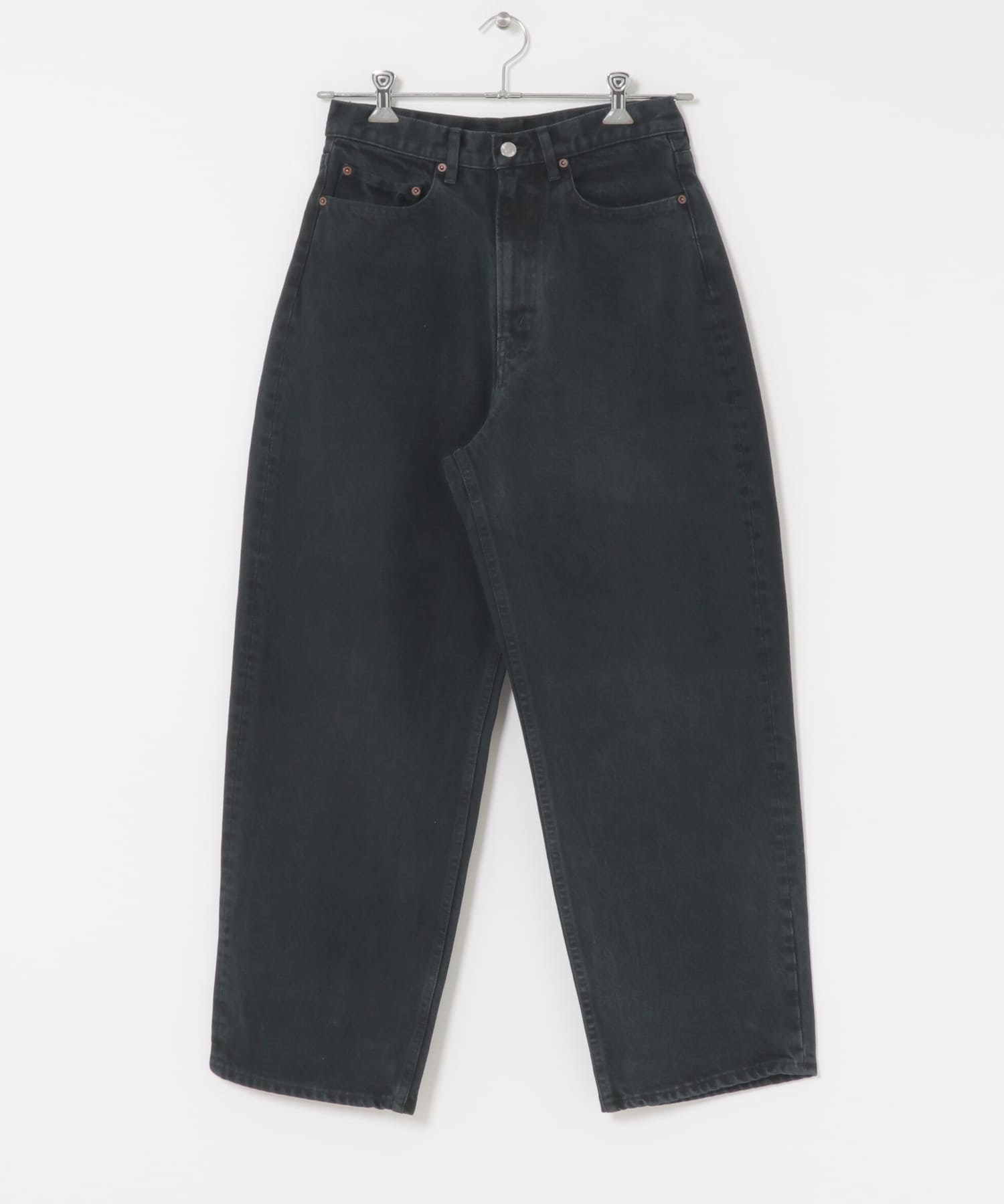 A PRESSE　Black Washed Wide Denim Pants