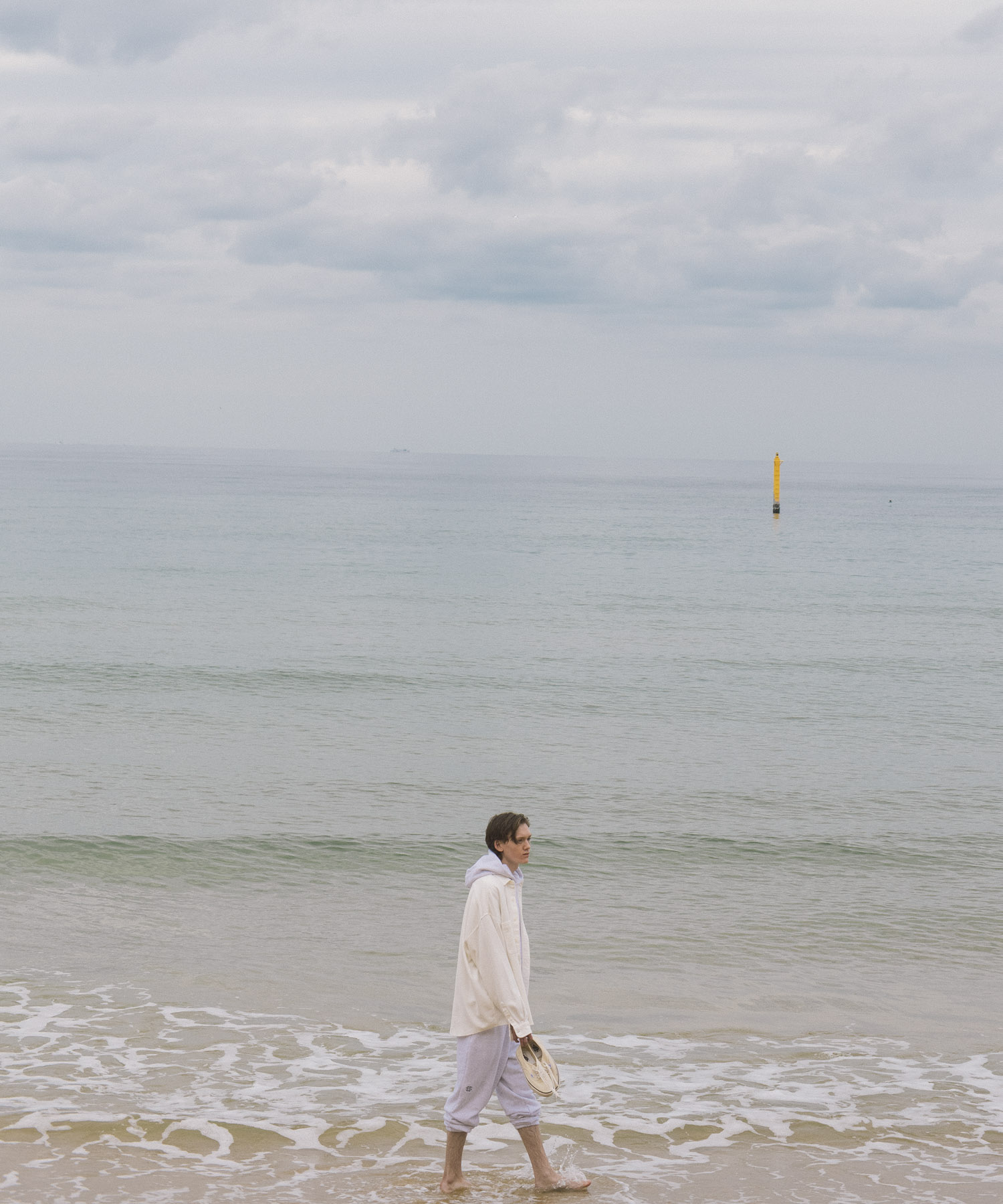 SEE SEE　BIG SHIRT  WASHED NEL WHITE M