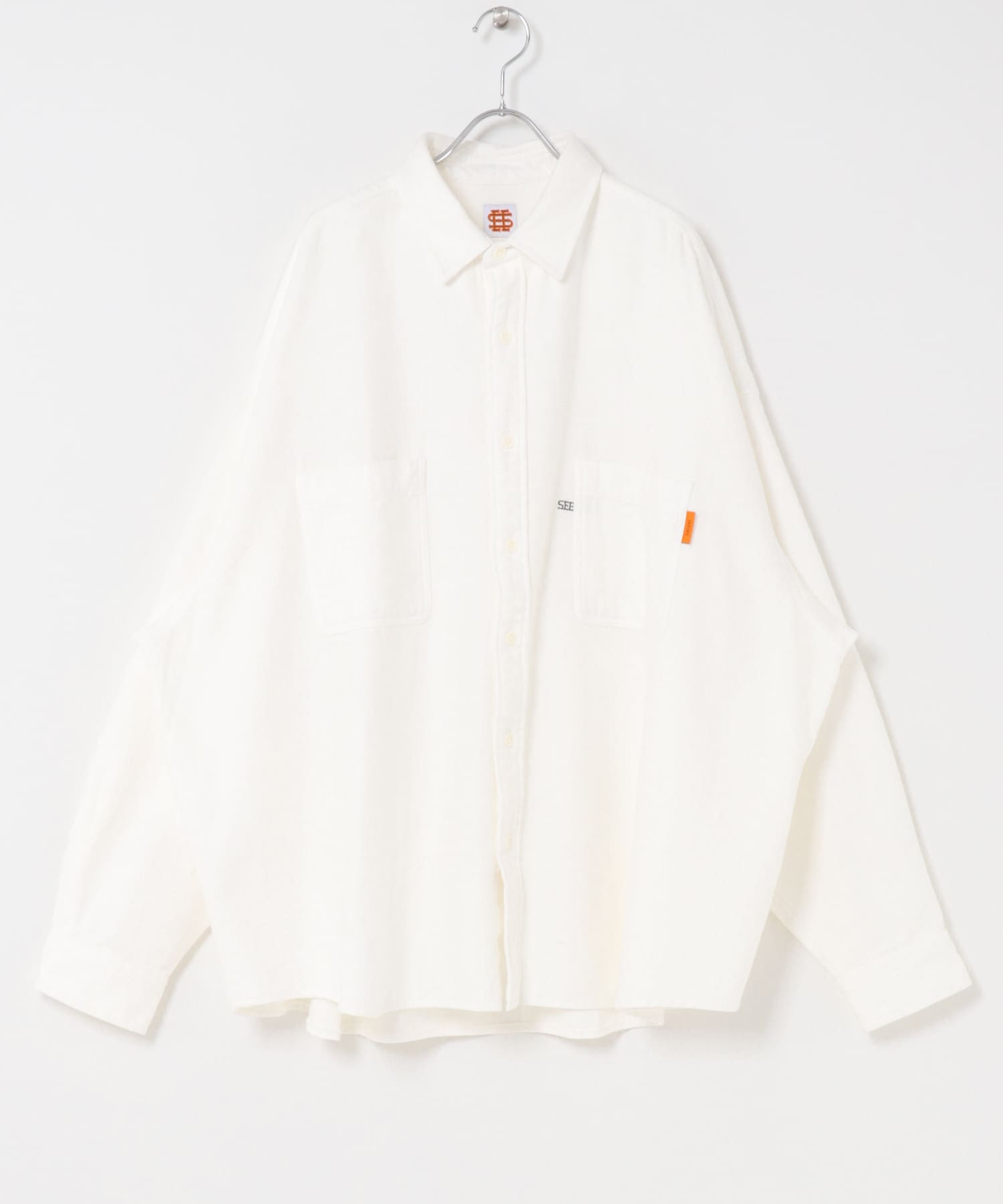 SEE SEE　BIG SHIRT  WASHED NEL WHITE M