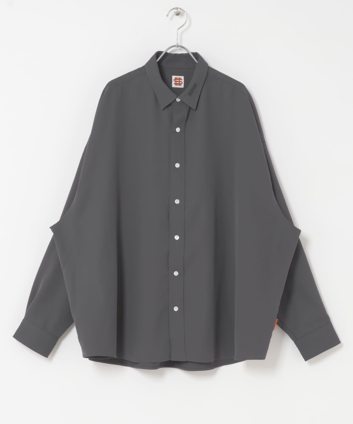 SEE SEE　T/C BIG SHIRT CHARCOAL/B M