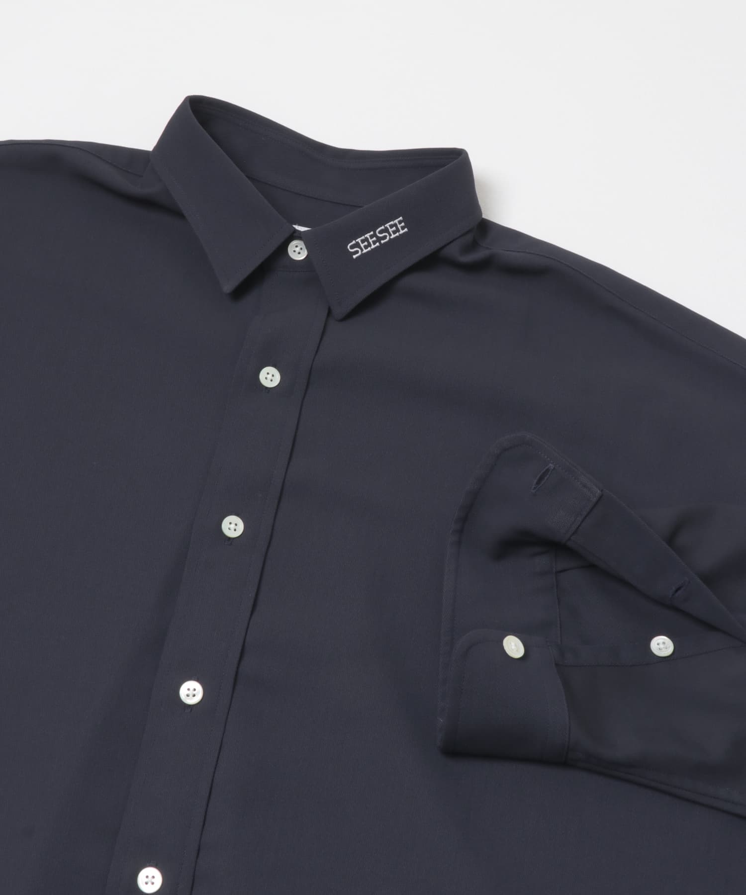 SEE SEE　T/C BIG SHIRT D NAVY/W M