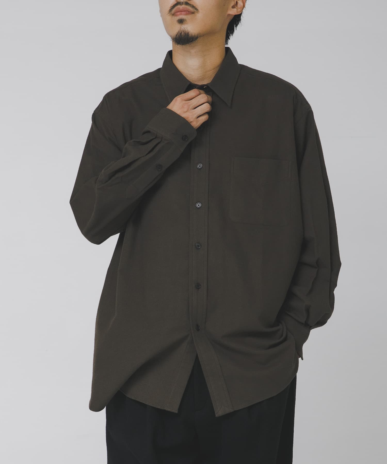 THE DAY　VINTAGE BRUSHED FLANNEL SHIRT BROWN 2