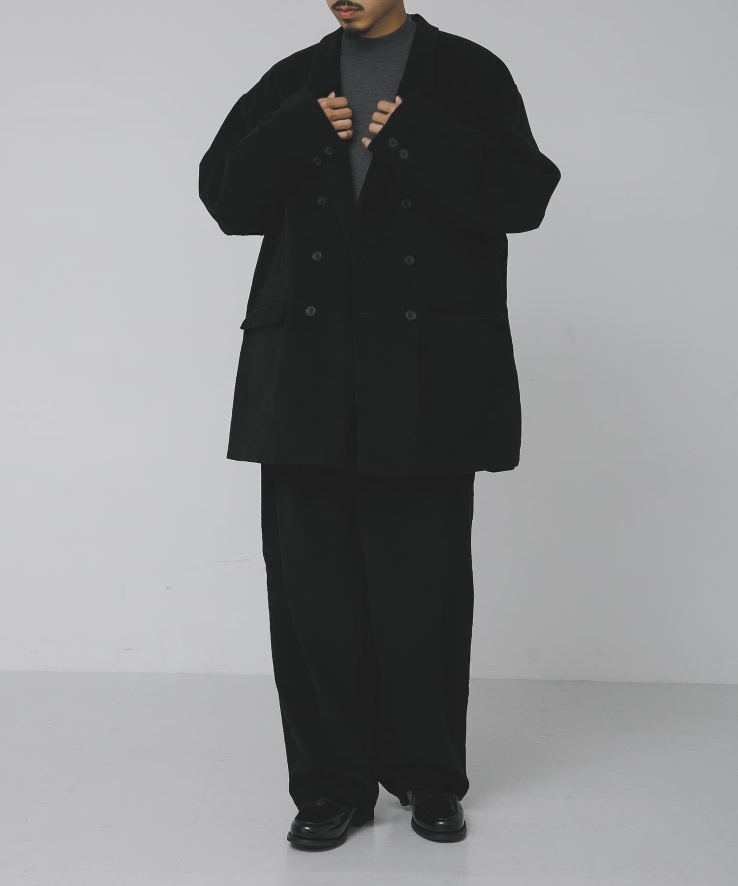 THE DAY　MOLESKIN PLEATED TROUSERS BLACK 2