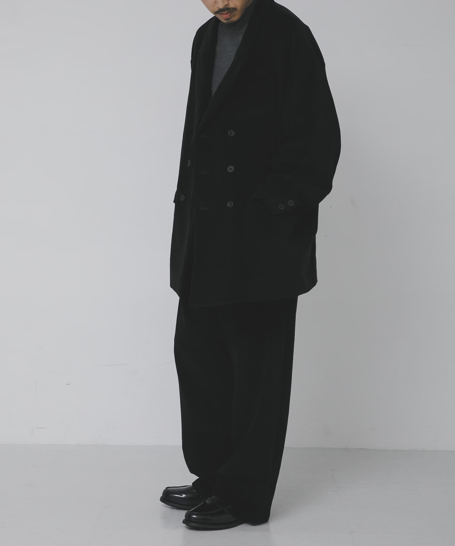 THE DAY　MOLESKIN PLEATED TROUSERS BLACK 2