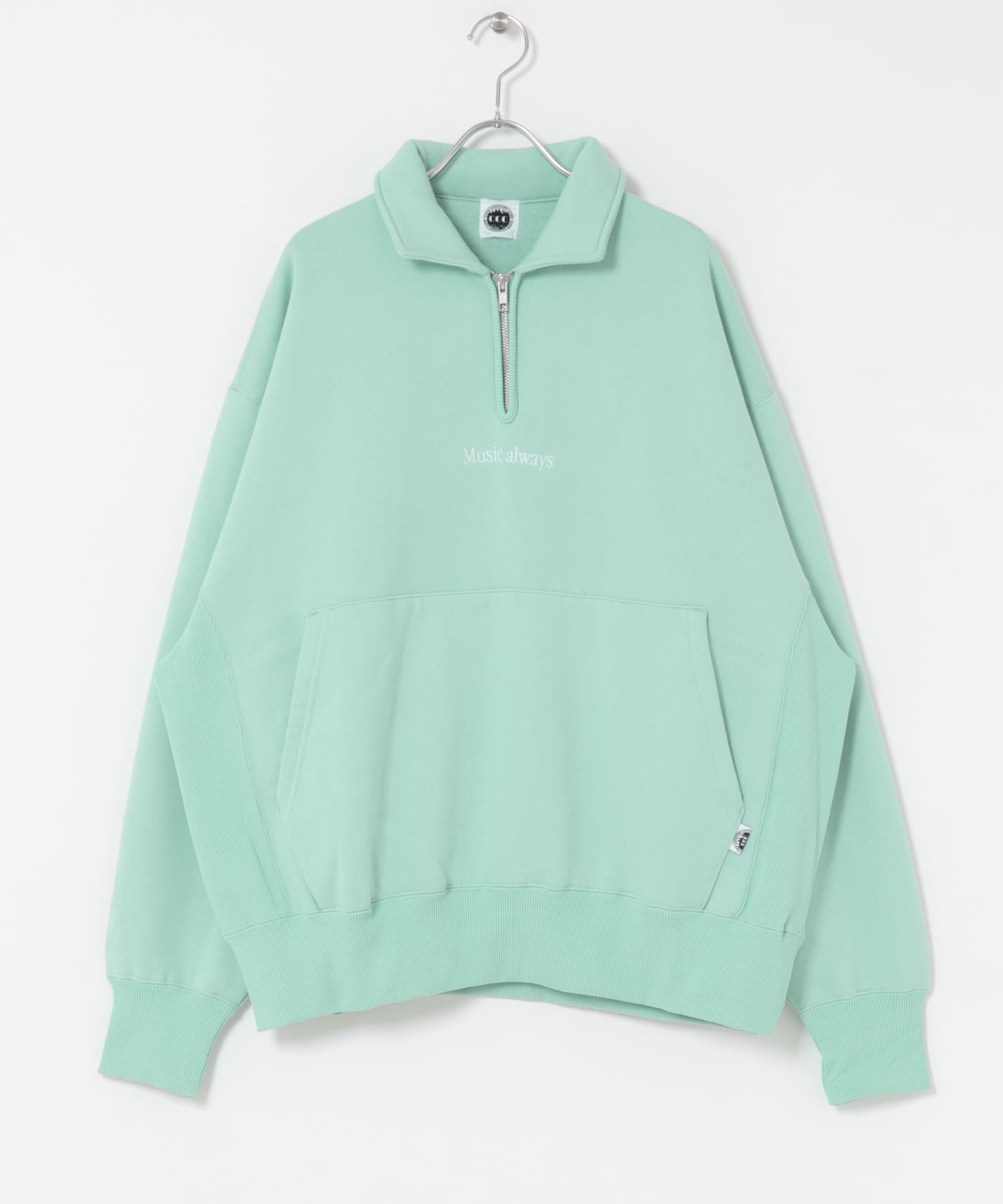 CITY COUNTRY CITY　EMB LOGO HAFE ZIP SWEAT G BLUE L