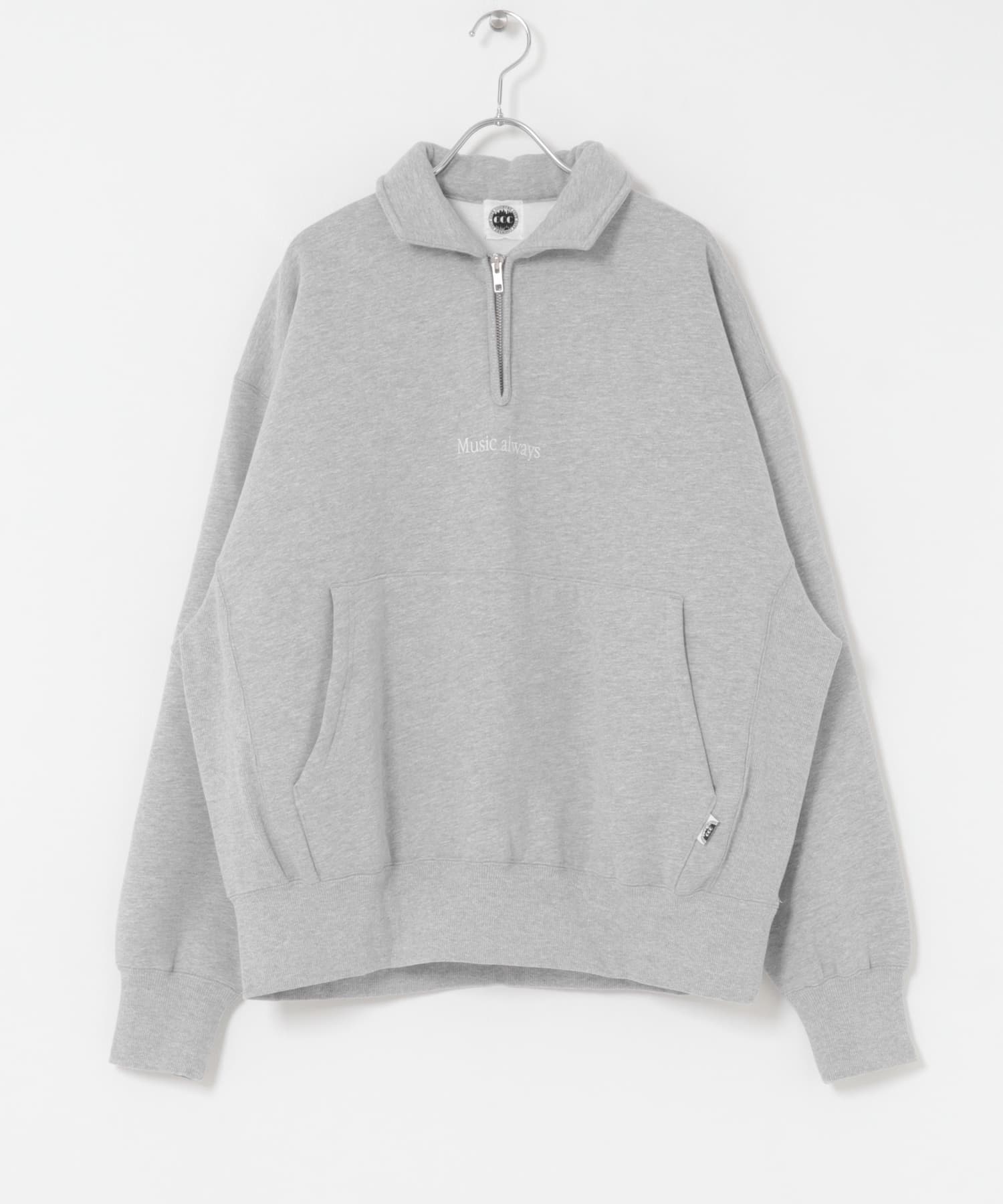CITY COUNTRY CITY　EMB LOGO HAFE ZIP SWEAT GRAY L