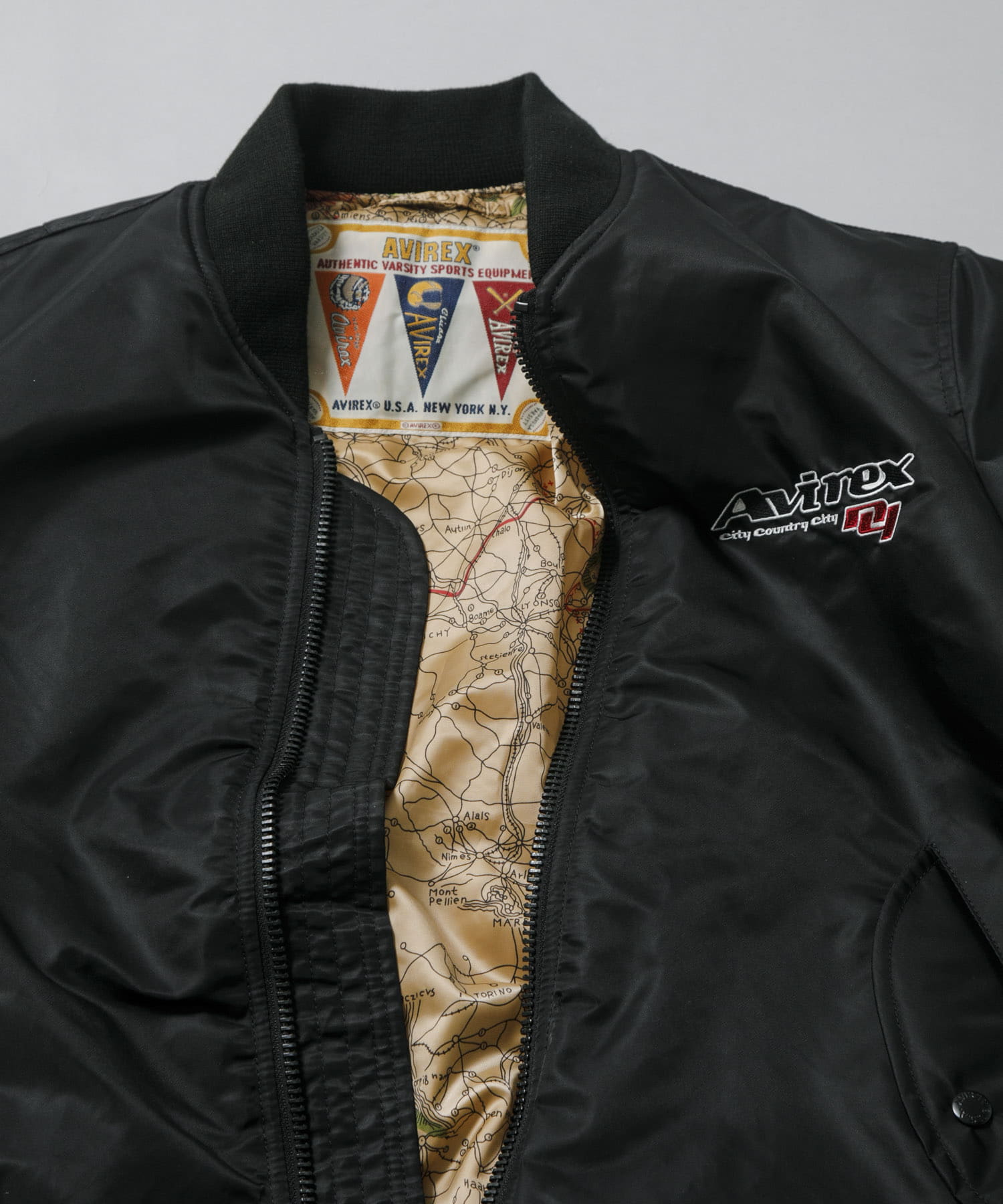 CITY COUNTRY CITY　CCC×AVIREX EMB LOGO MA-1 BLACK L