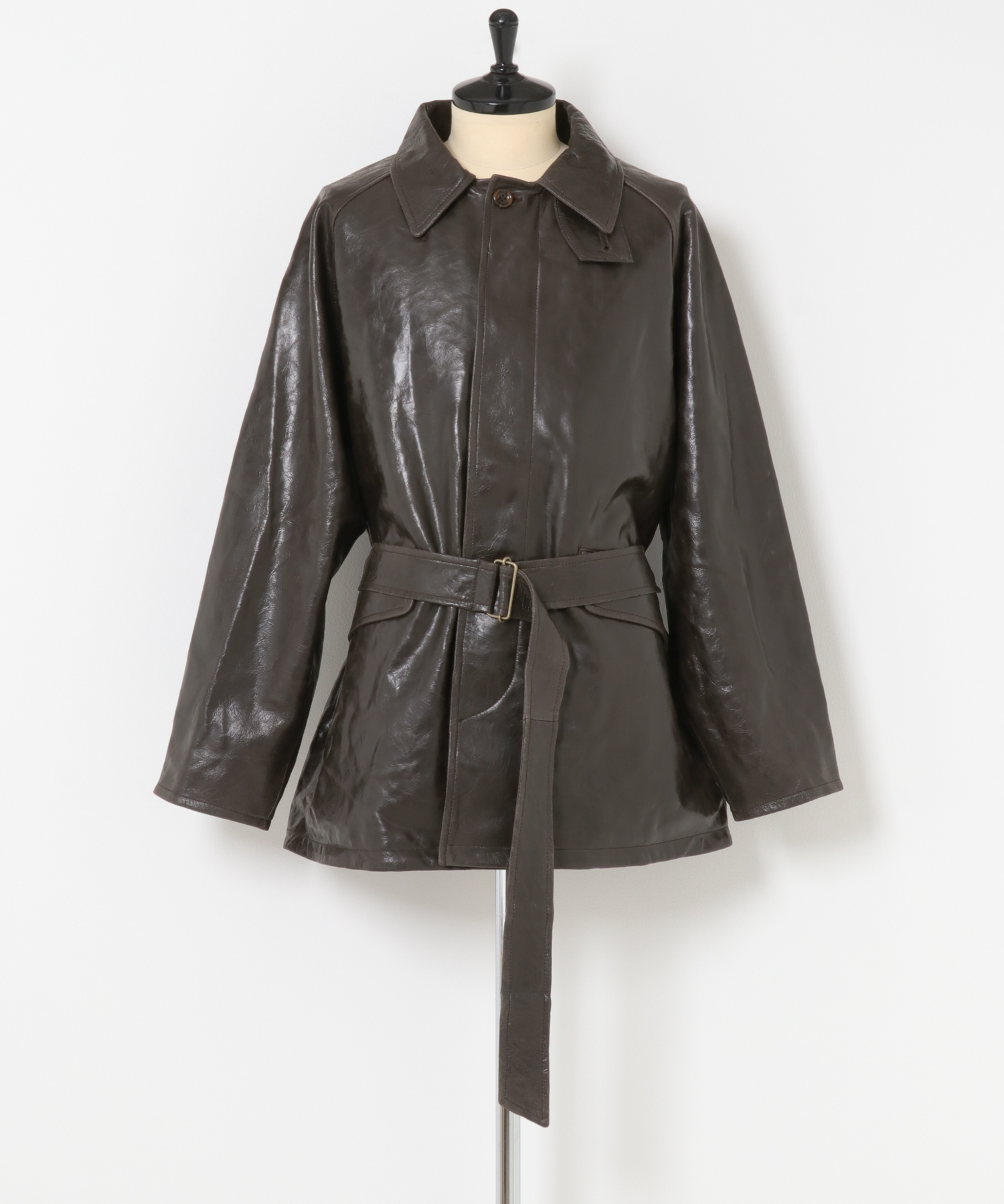 Gurank　Lamb leather short trench coat