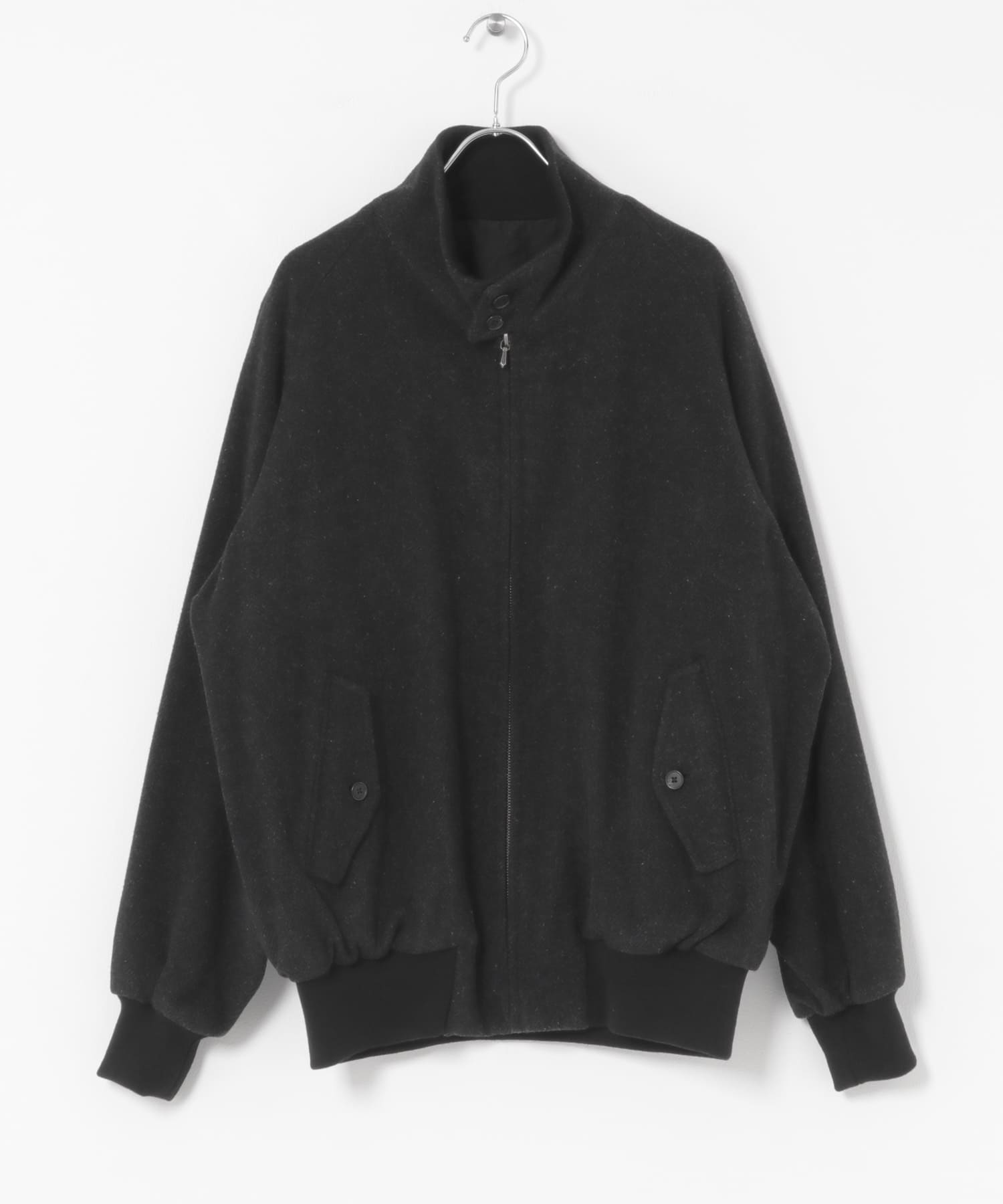 A PRESSE　Silk Cashmere Tweed Harrington Jacket CHARCOAL 2