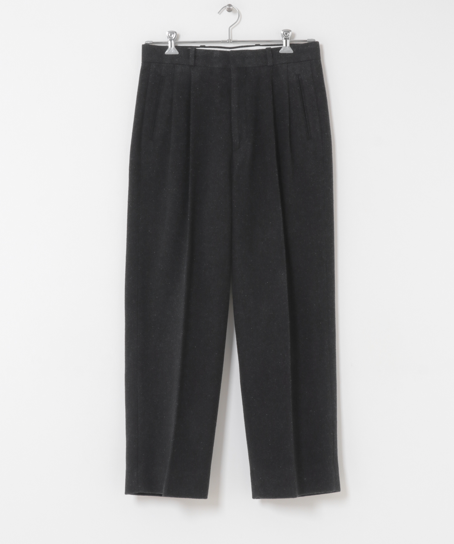 A PRESSE　Silk Cashmere Tweed Wide Trousers CHARCOAL 1