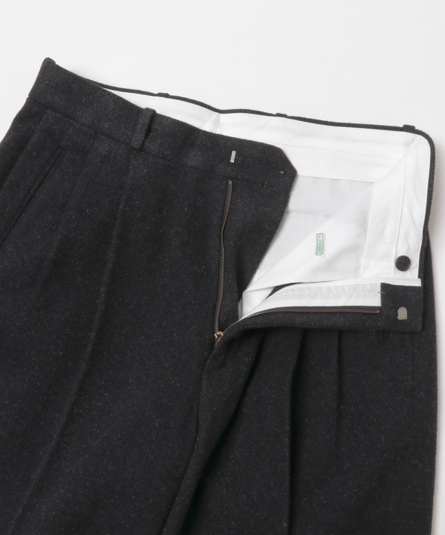 A PRESSE　Silk Cashmere Tweed Wide Trousers CHARCOAL 1