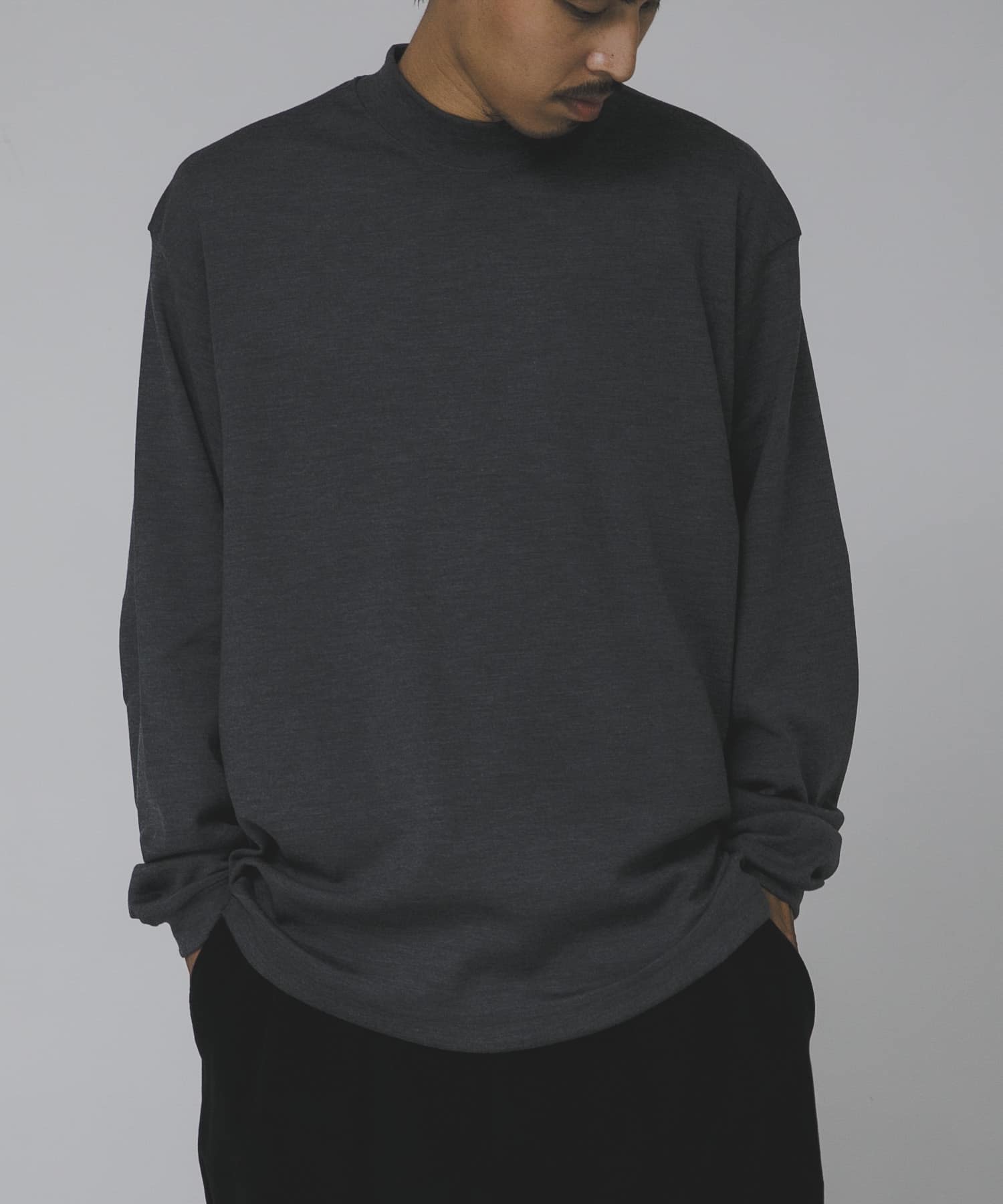 THE DAY MERINO WOOL MOCKNECK LONG SLEEVE SHIRT(2 GRAY): トップス