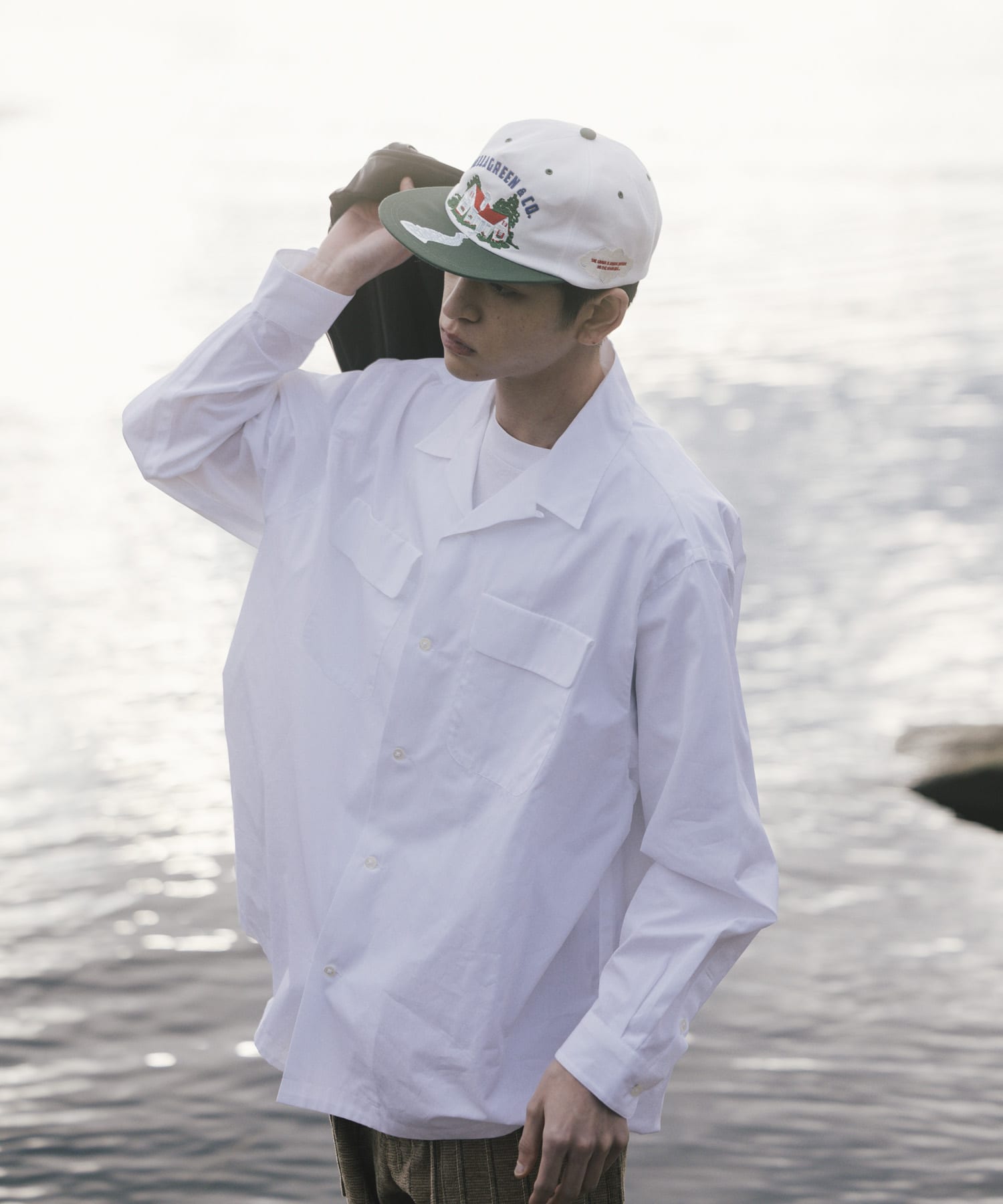 THE DAY　OPEN COLLAR SHIRT WHITE 1